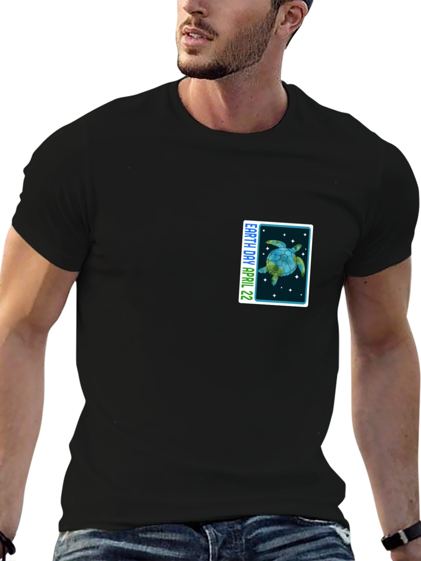 Earth Day April 22 Turtle Graphic Black T-Shirt