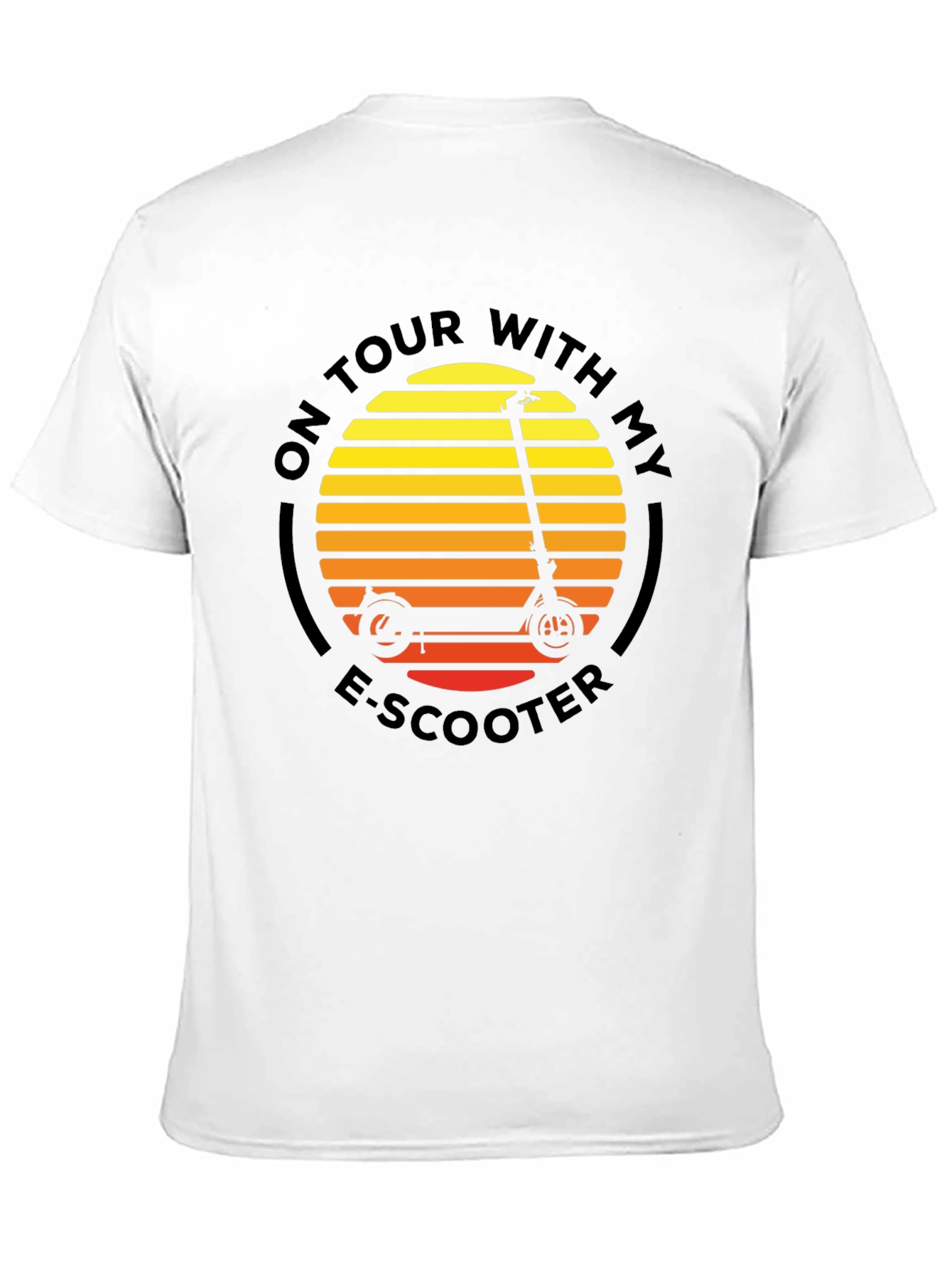 E-Scooter Tour T-Shirt - Retro Sunset Design