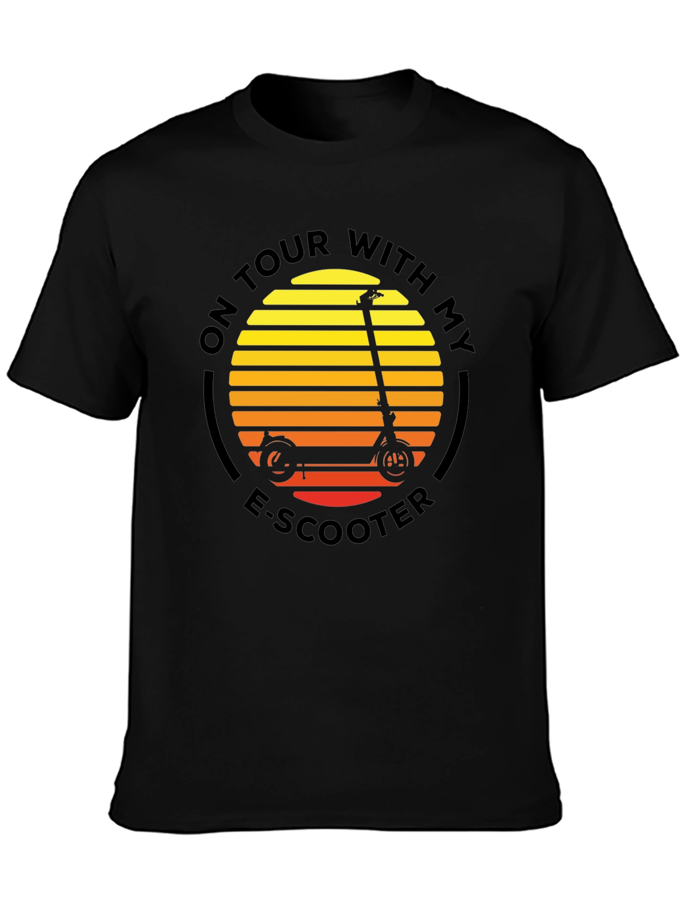 E-Scooter Tour T-Shirt - Retro Sunset Design