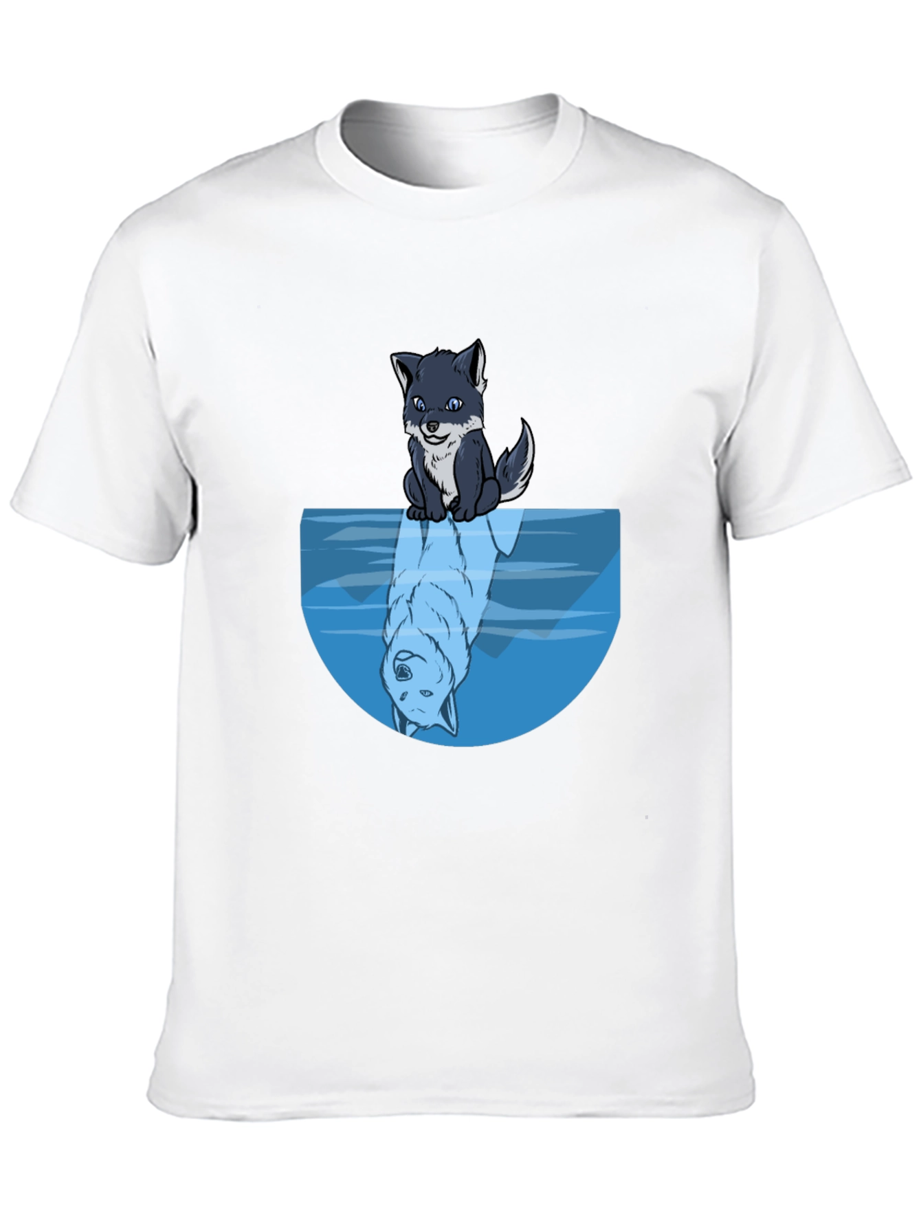 Wolf Reflection Graphic Tee - Soft Black Cotton