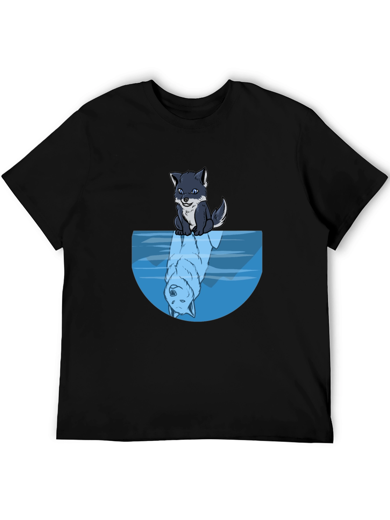 Wolf Reflection Graphic Tee - Soft Black Cotton