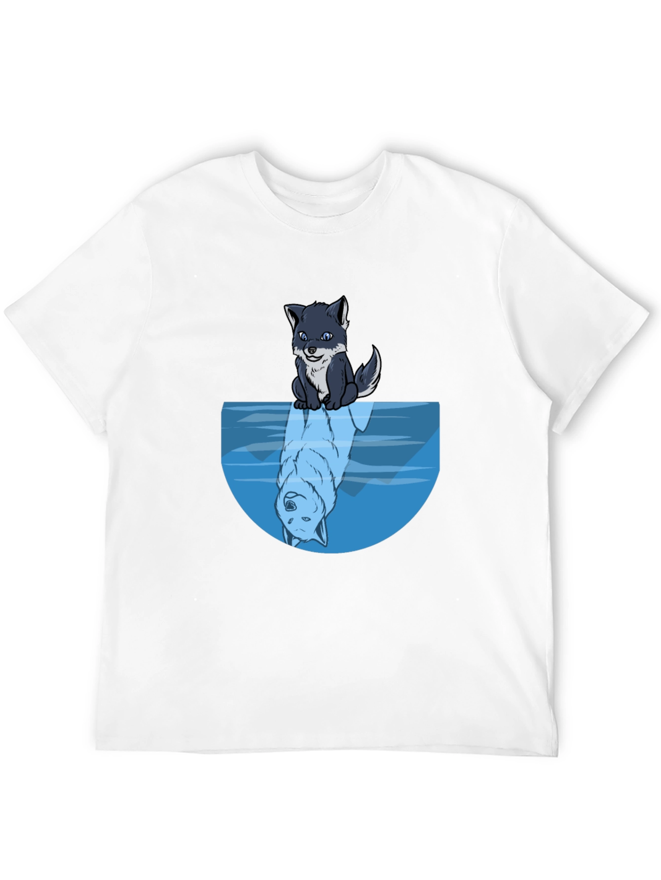 Wolf Reflection Graphic Tee - Soft Black Cotton