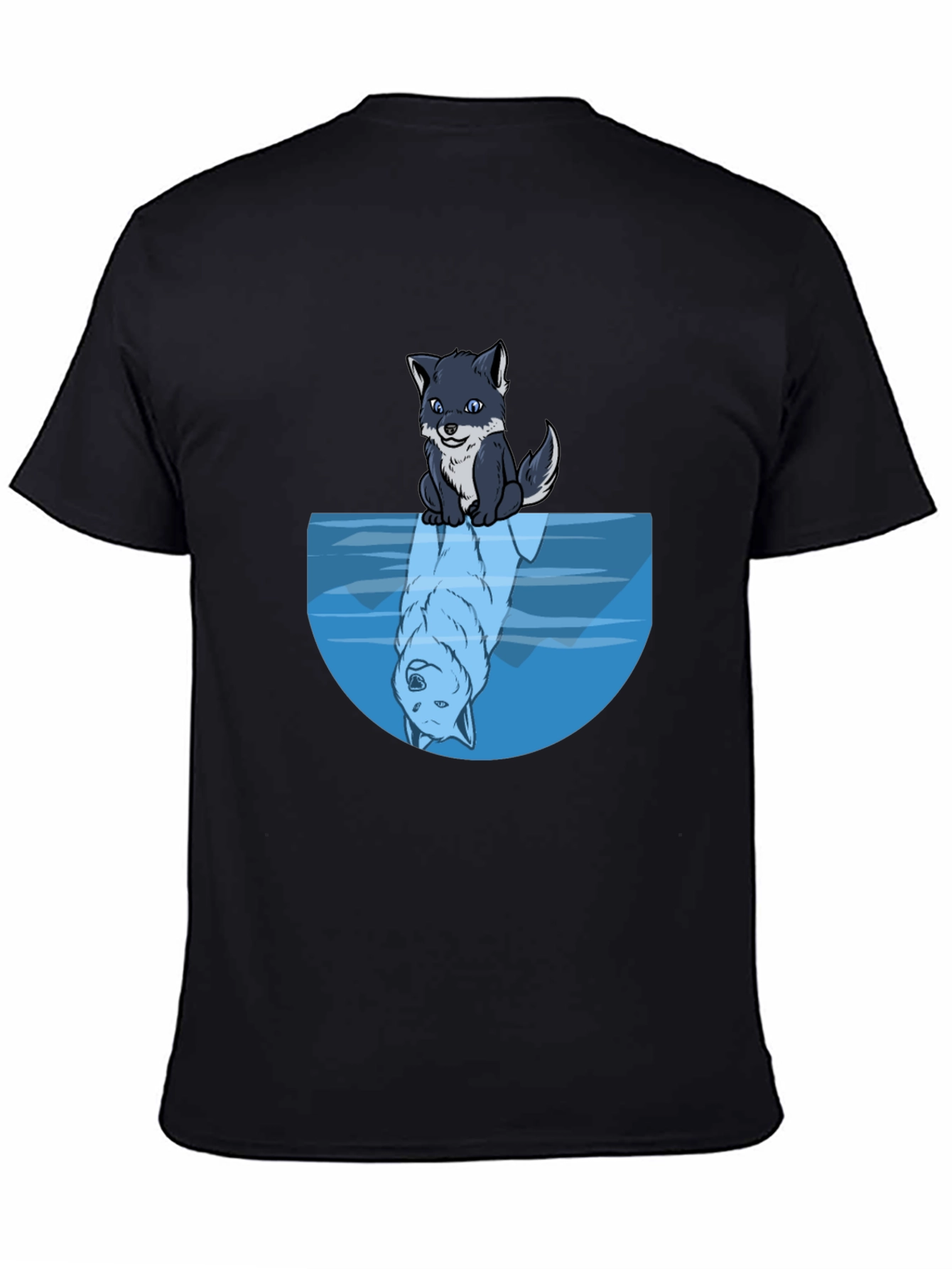 Wolf Reflection Graphic Tee - Soft Black Cotton