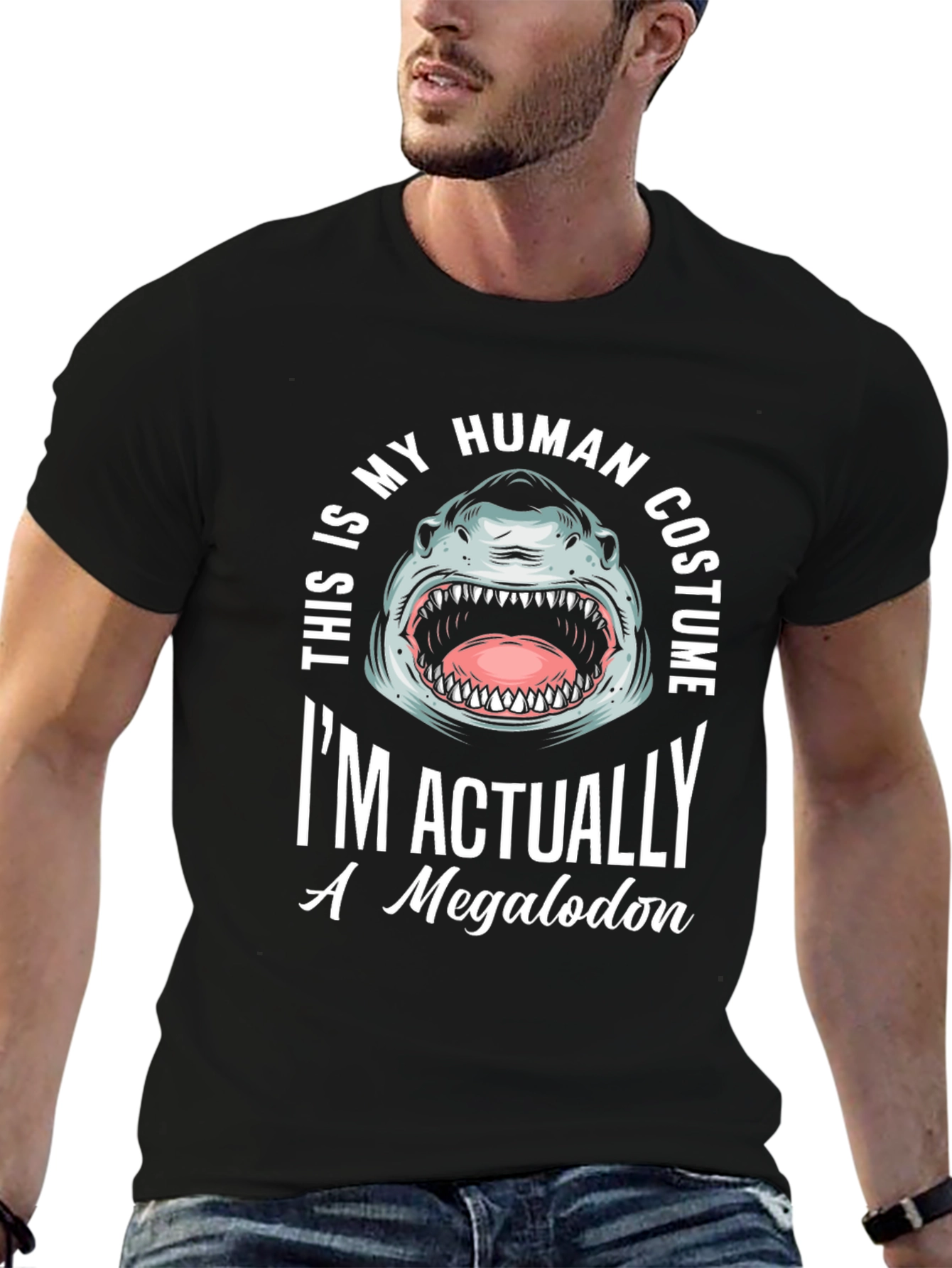 Megalodon Human Costume T-Shirt Funny Shark Tee
