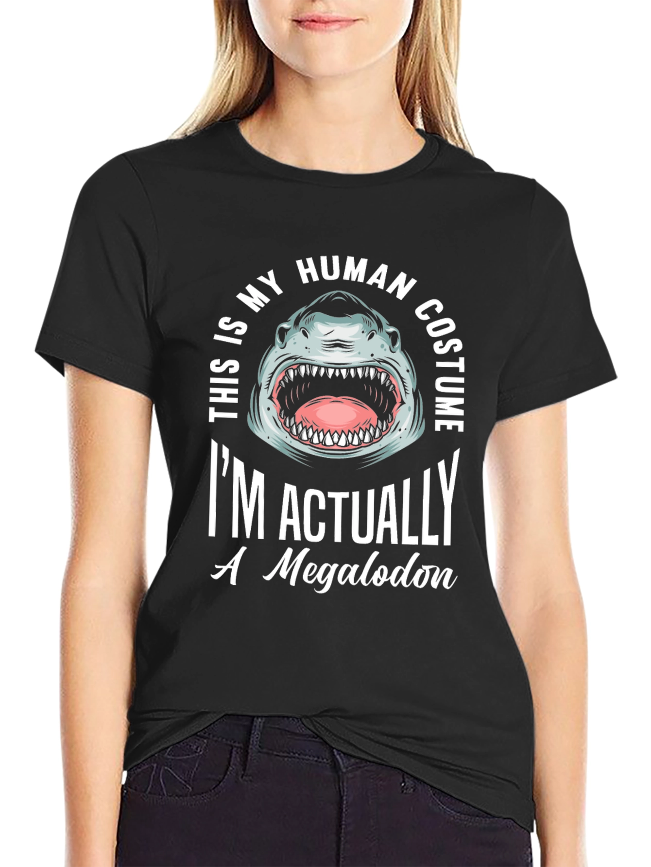 Megalodon Human Costume T-Shirt Funny Shark Tee