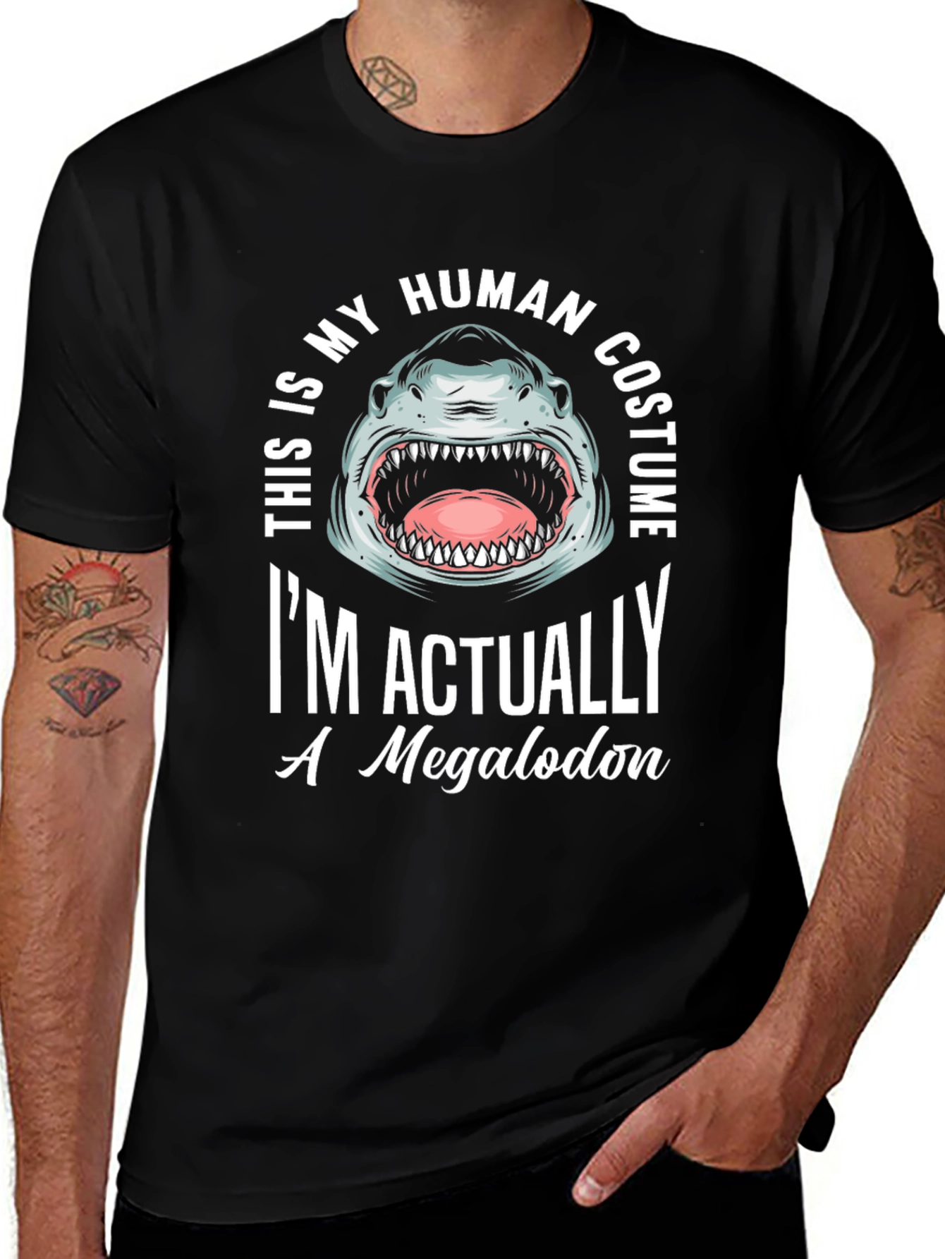 Megalodon Human Costume T-Shirt Funny Shark Tee