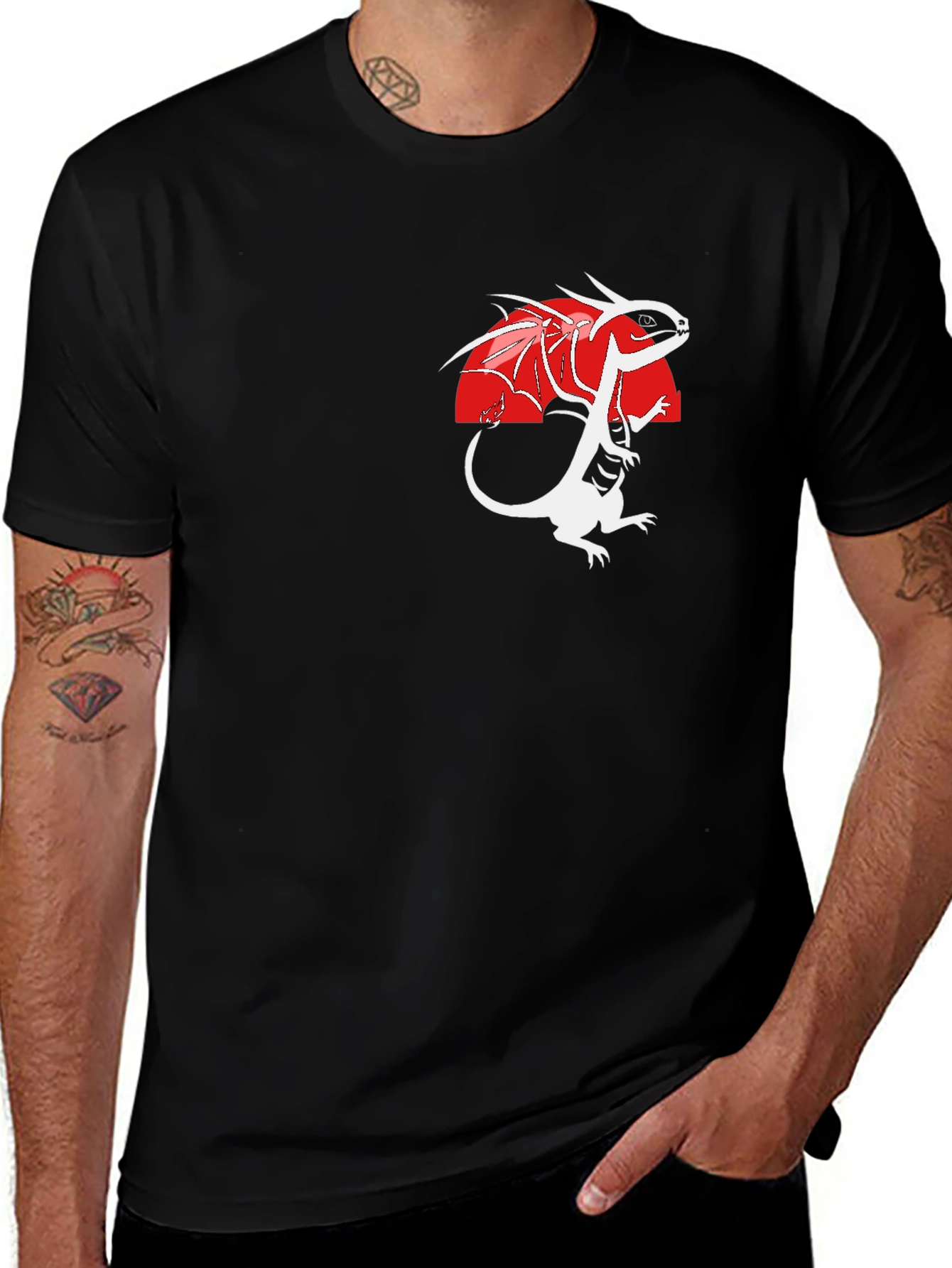 Dragon Graphic Print Black T-Shirt