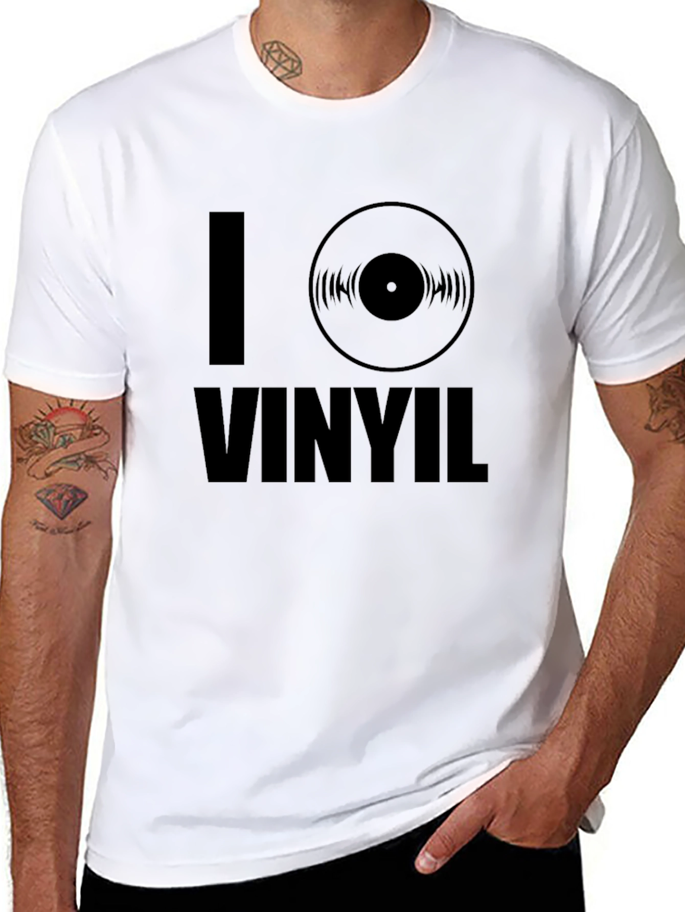 I Love Vinyl Black T-Shirt - Music Lover Tee