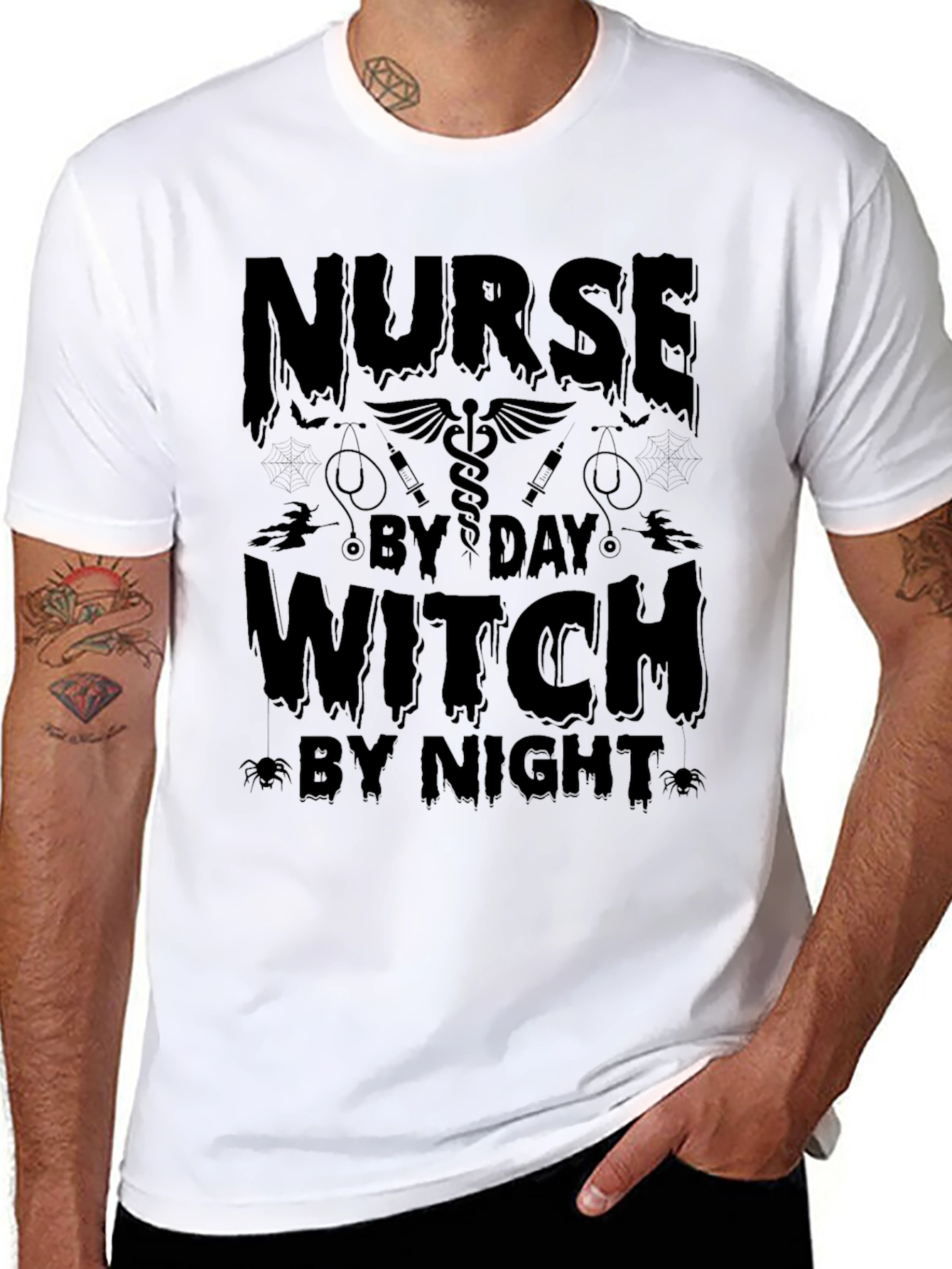 Nurse By Day Witch By Night Graphic Tee