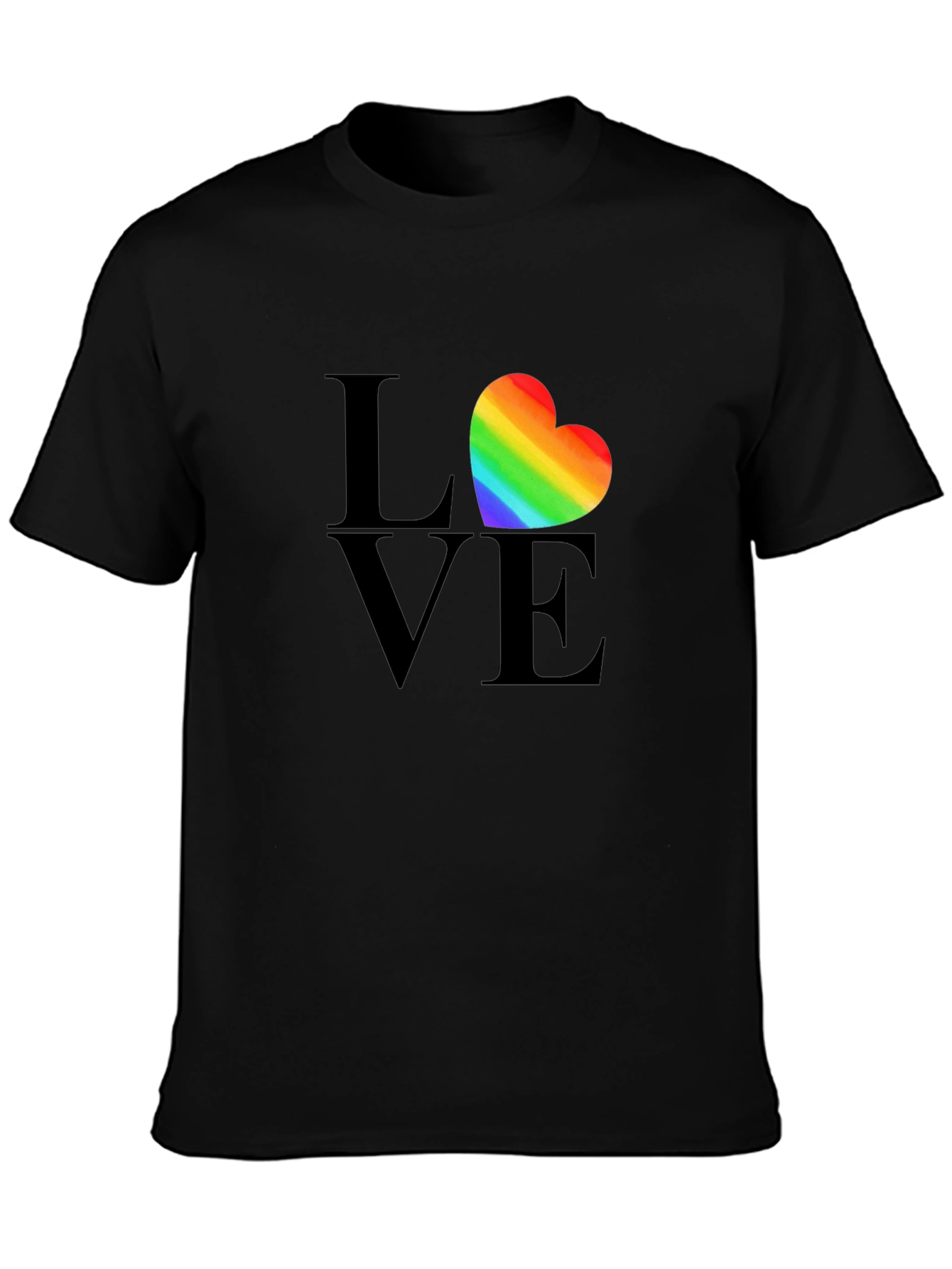 Love Heart Rainbow Pride T-Shirt - Black