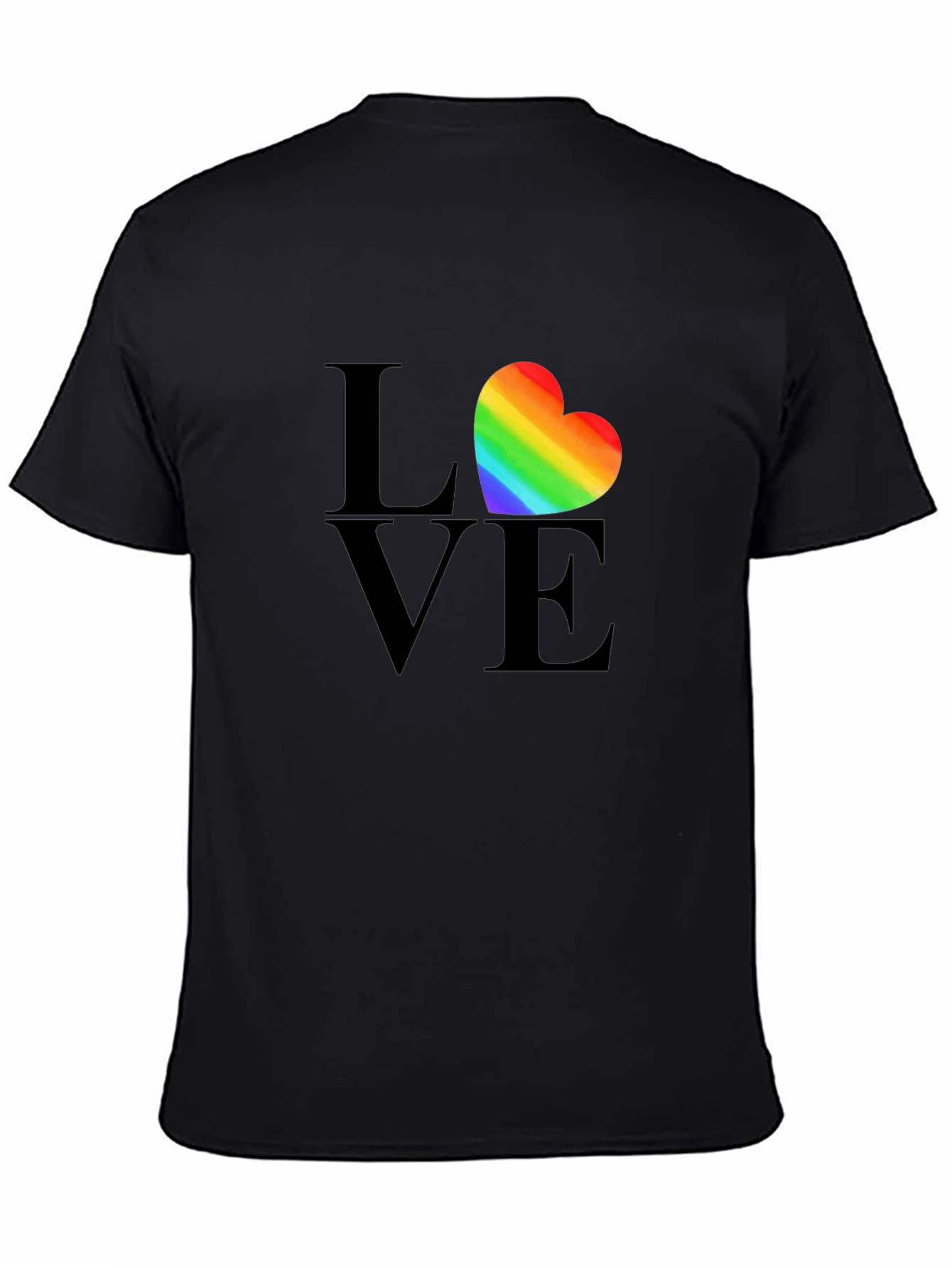Love Heart Rainbow Pride T-Shirt - Black