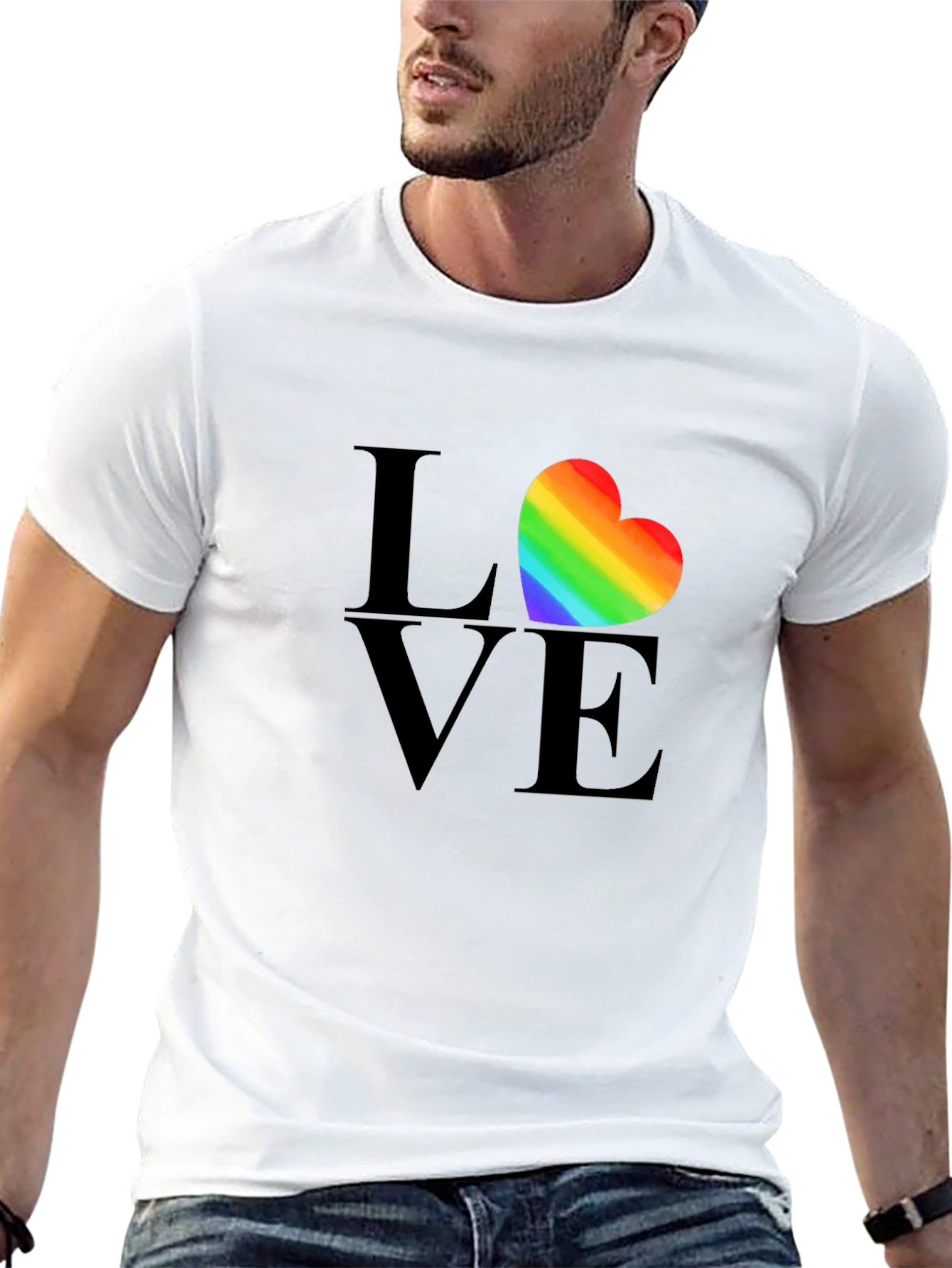 Love Heart Rainbow Pride T-Shirt - Black