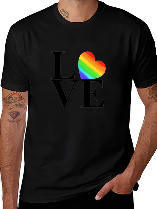 Love Heart Rainbow Pride T-Shirt - Black
