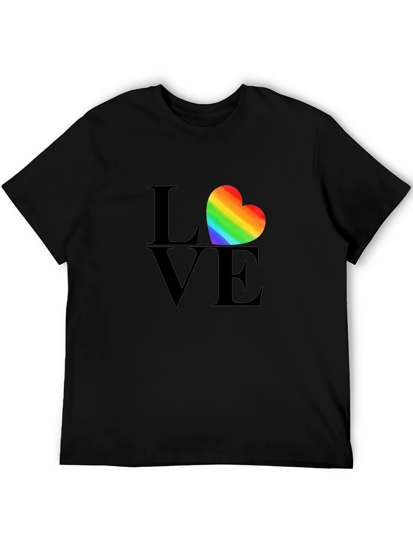 Love Heart Rainbow Pride T-Shirt - Black