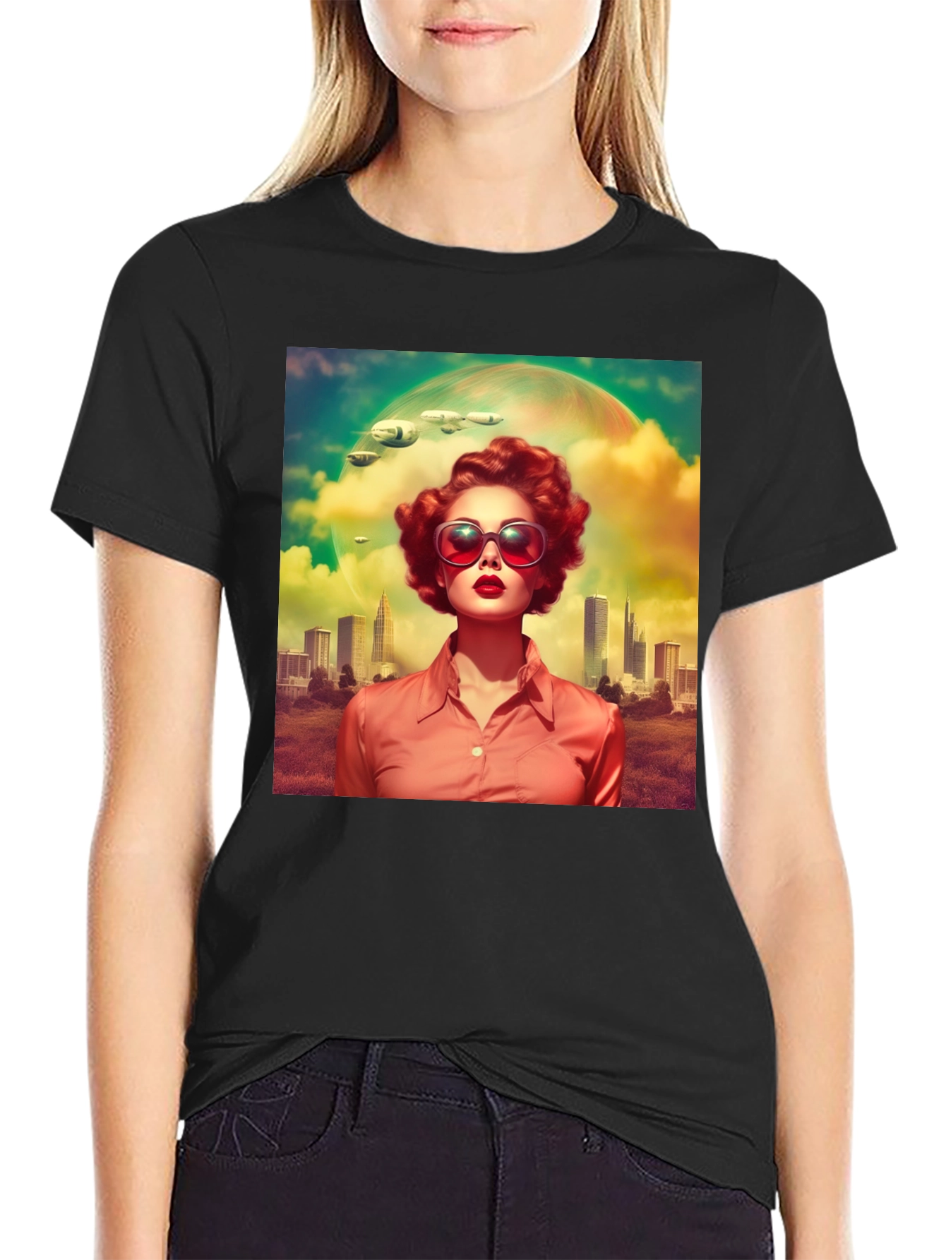 Retro Futuristic T-Shirt - Sci-Fi Woman Design