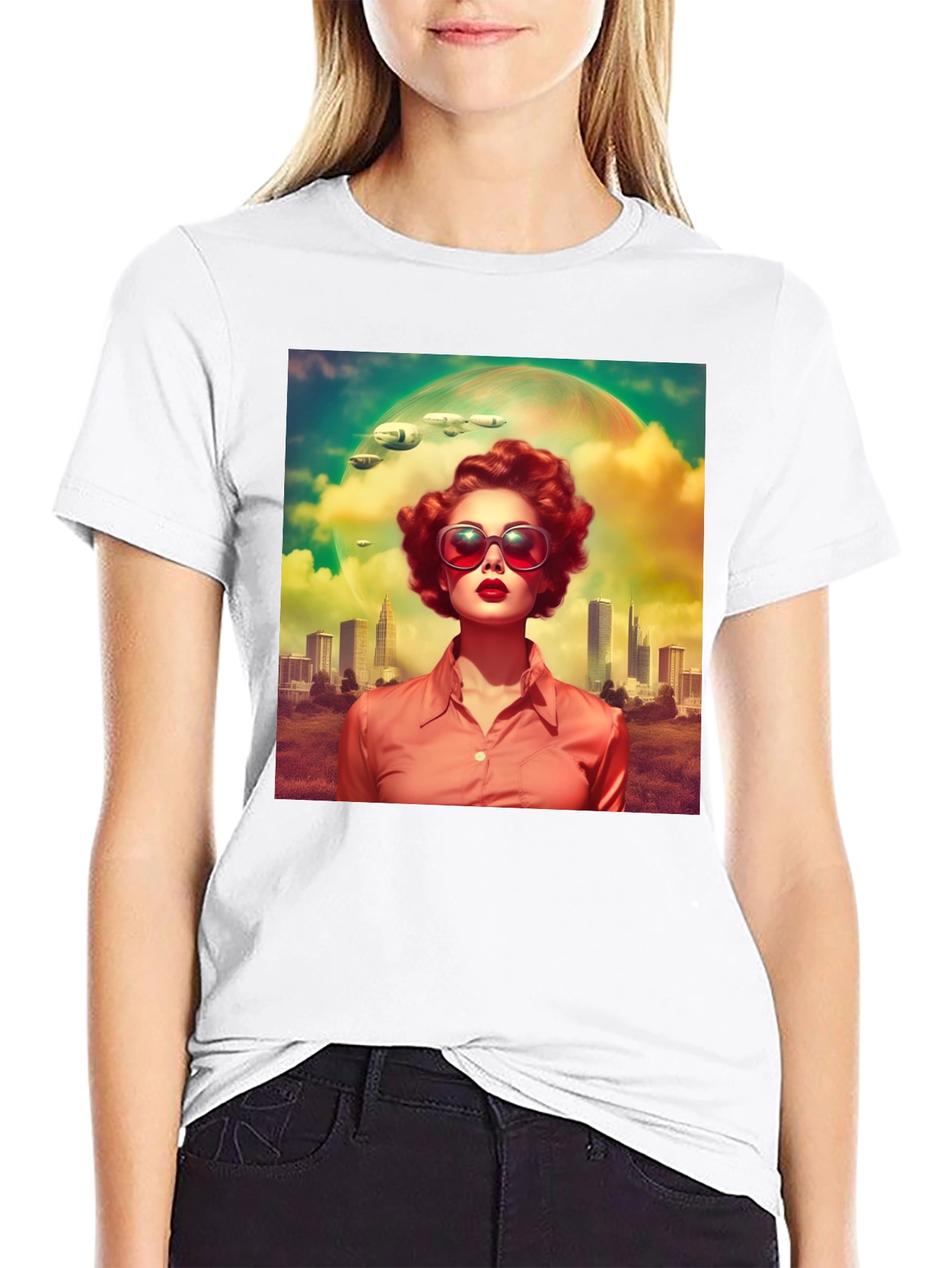 Retro Futuristic T-Shirt - Sci-Fi Woman Design