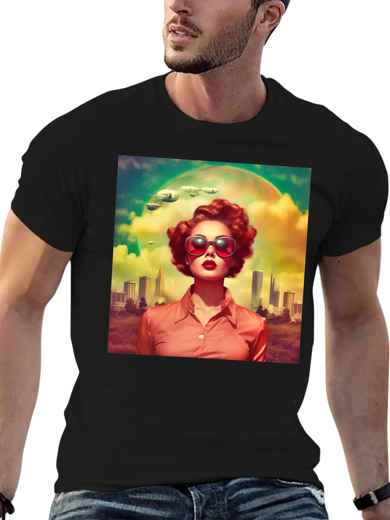 Retro Futuristic T-Shirt - Sci-Fi Woman Design