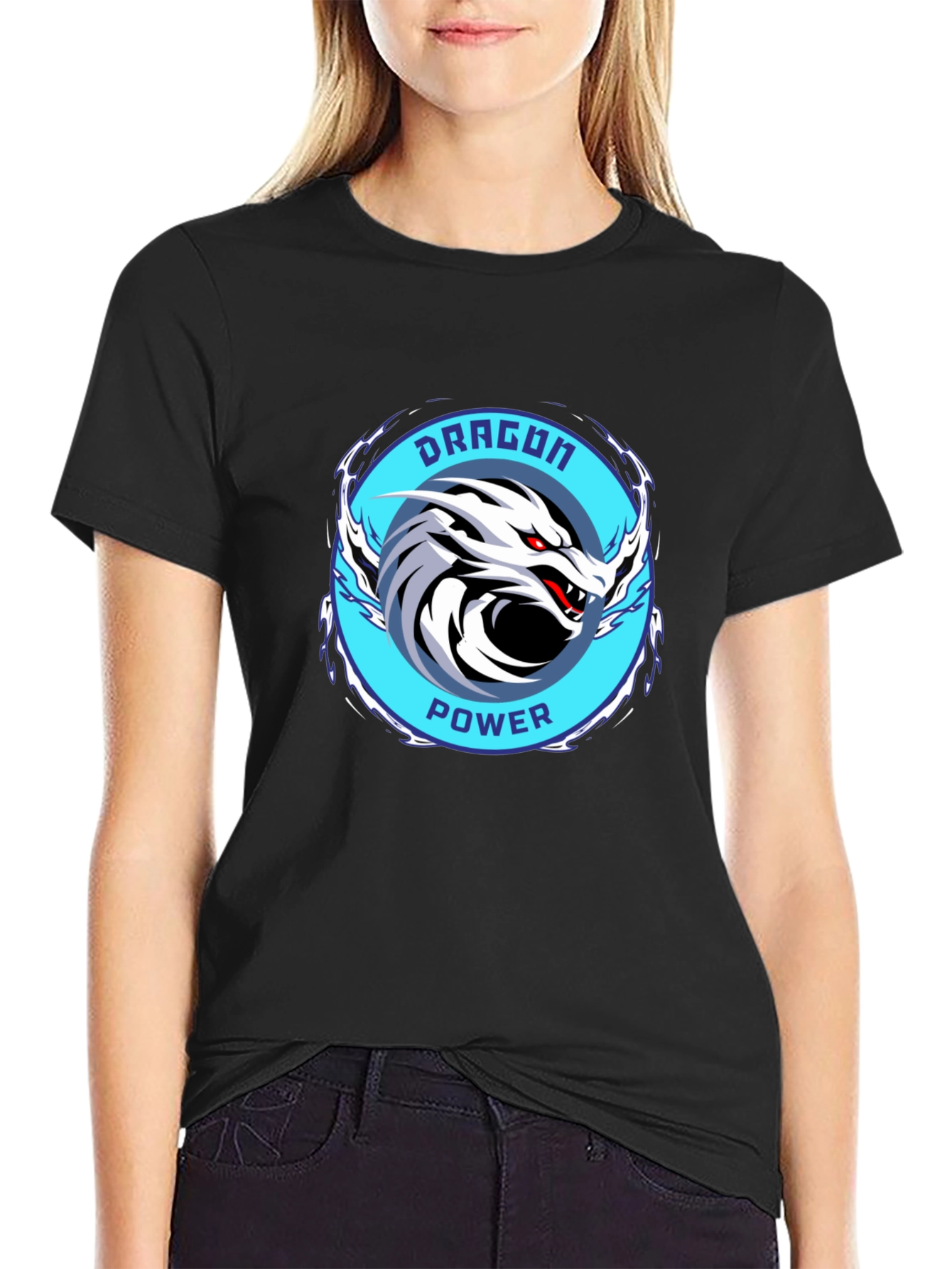 Dragon Power Graphic Tee - Black Cotton T-Shirt