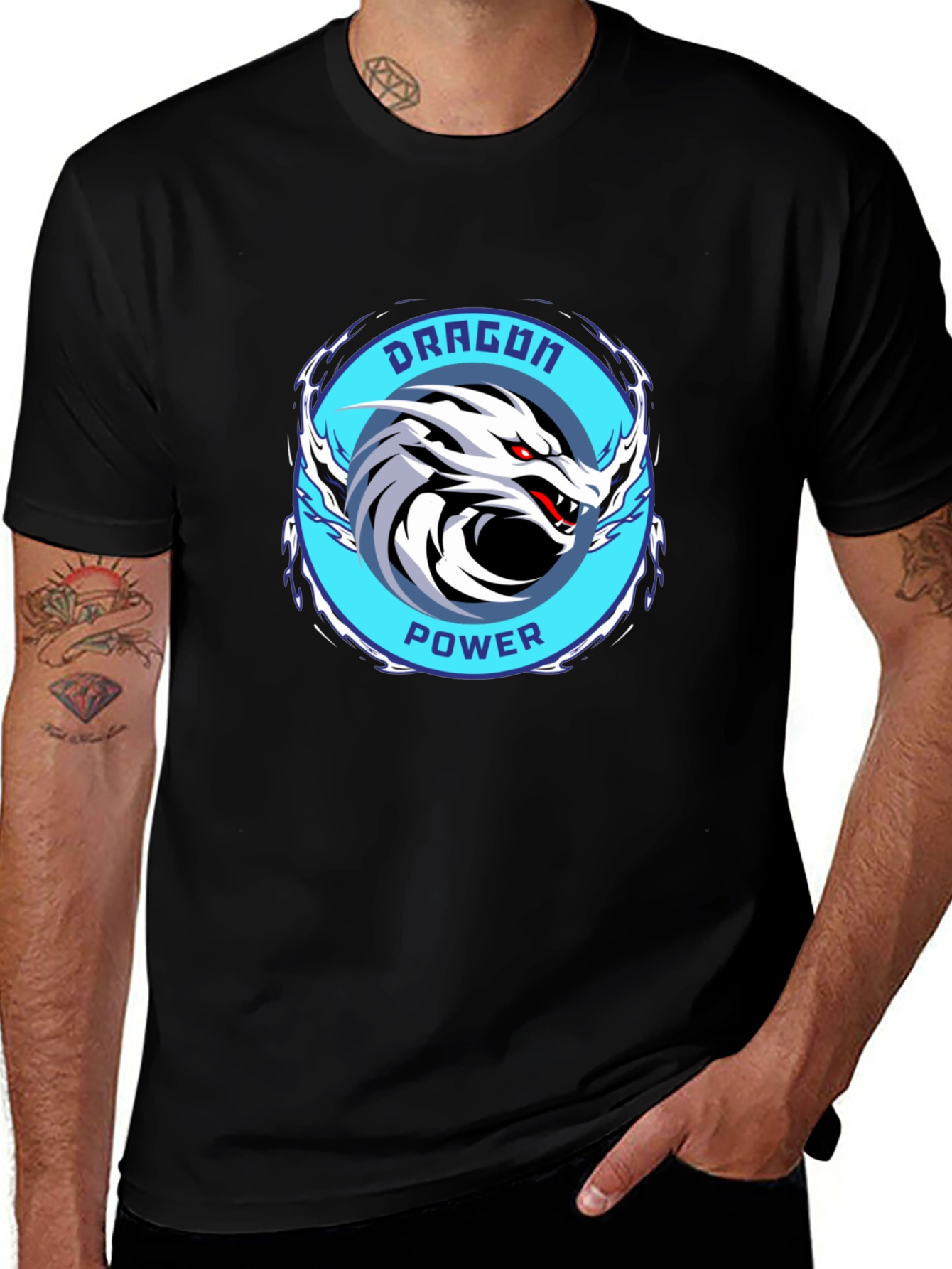 Dragon Power Graphic Tee - Black Cotton T-Shirt