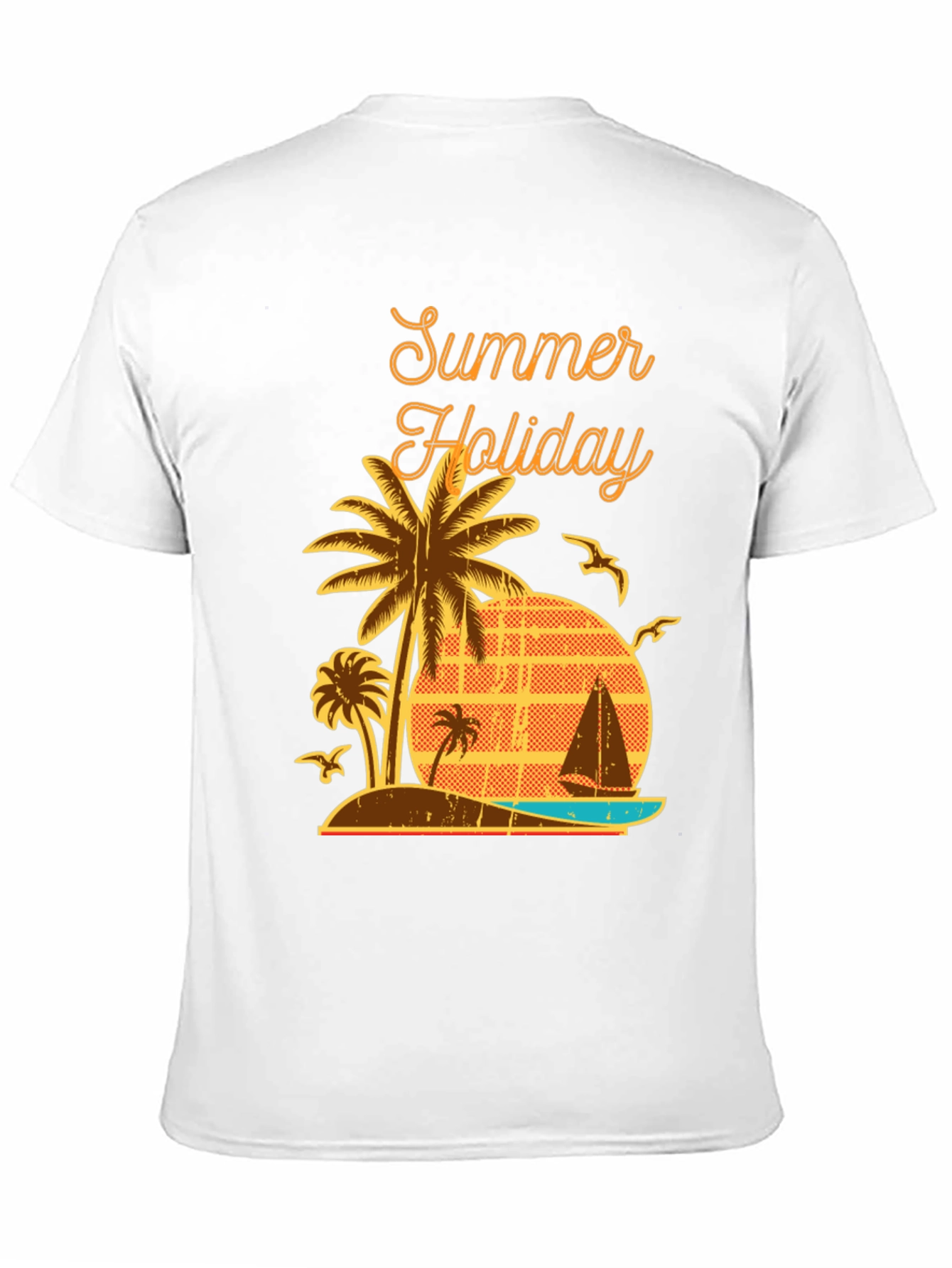 Summer Holiday Graphic T-Shirt - Palm Tree Beach Design