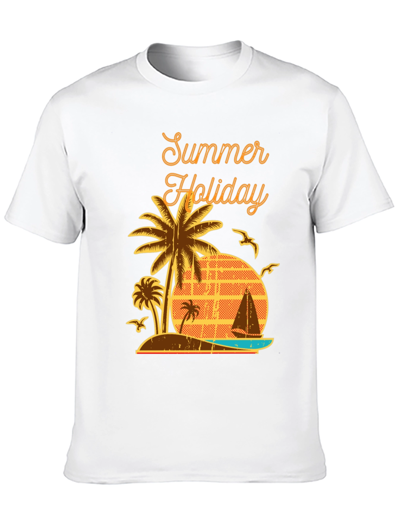 Summer Holiday Graphic T-Shirt - Palm Tree Beach Design