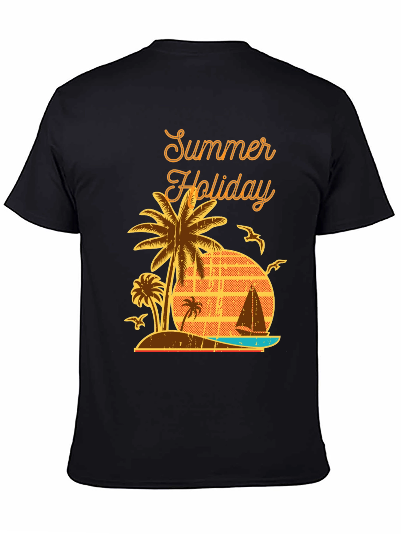 Summer Holiday Graphic T-Shirt - Palm Tree Beach Design