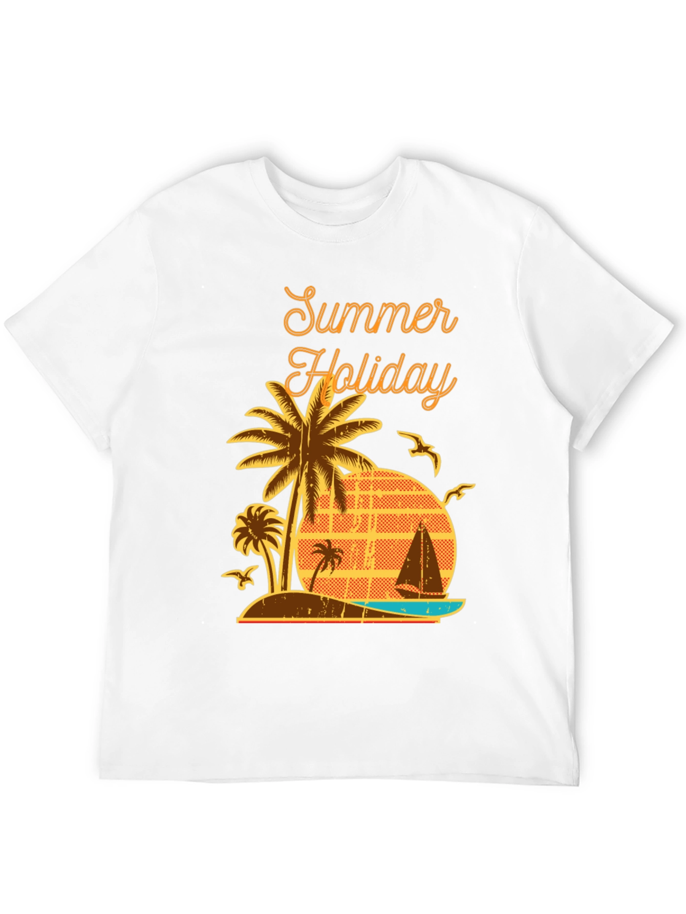 Summer Holiday Graphic T-Shirt - Palm Tree Beach Design