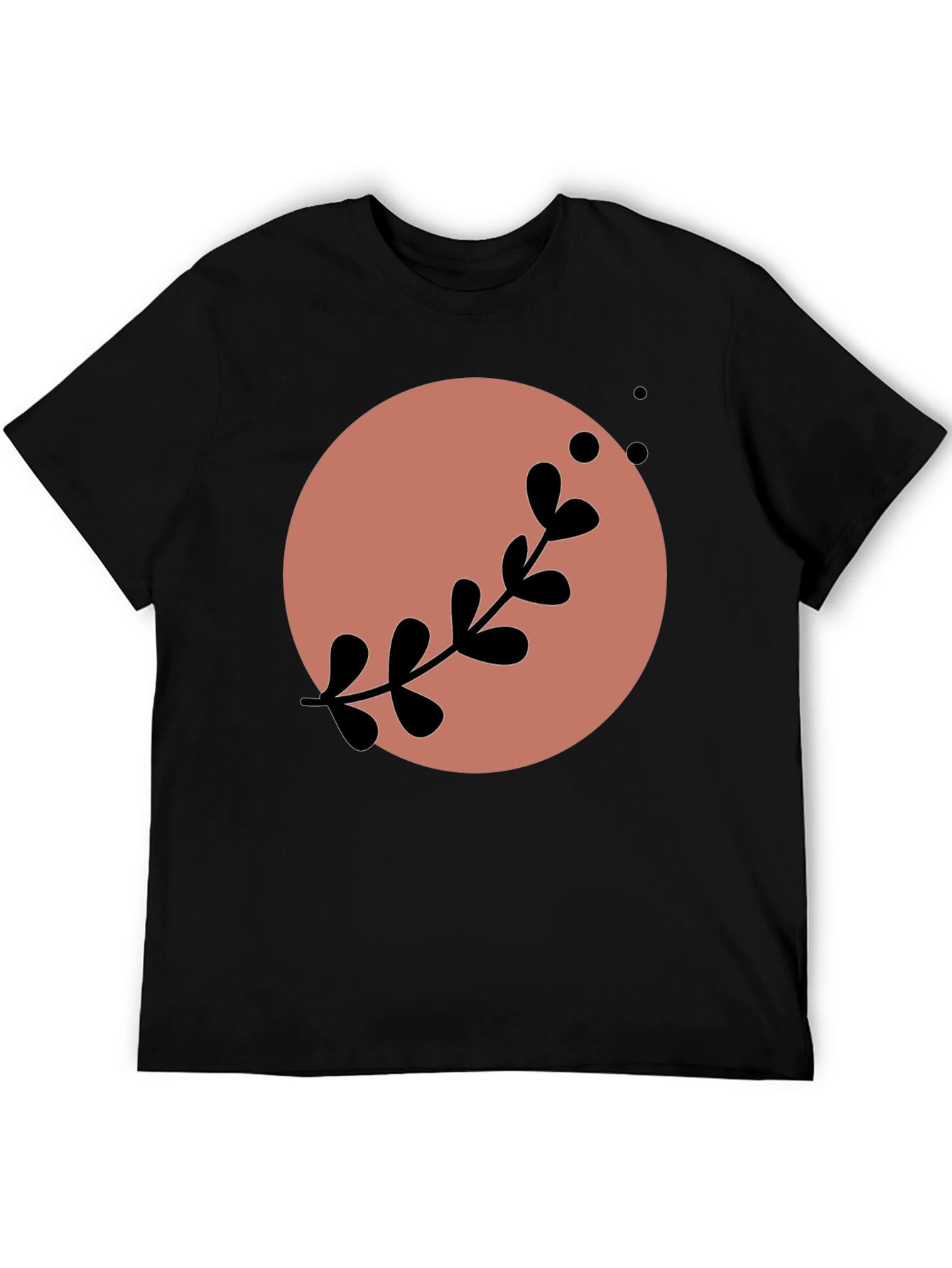 Stylish Black Tee with Abstract Floral Design