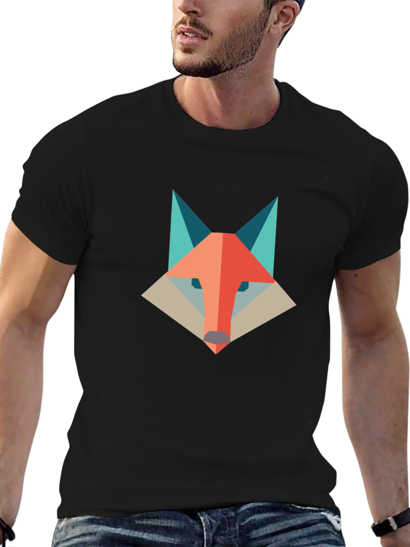 Geometric Fox Graphic Tee - Modern & Stylish
