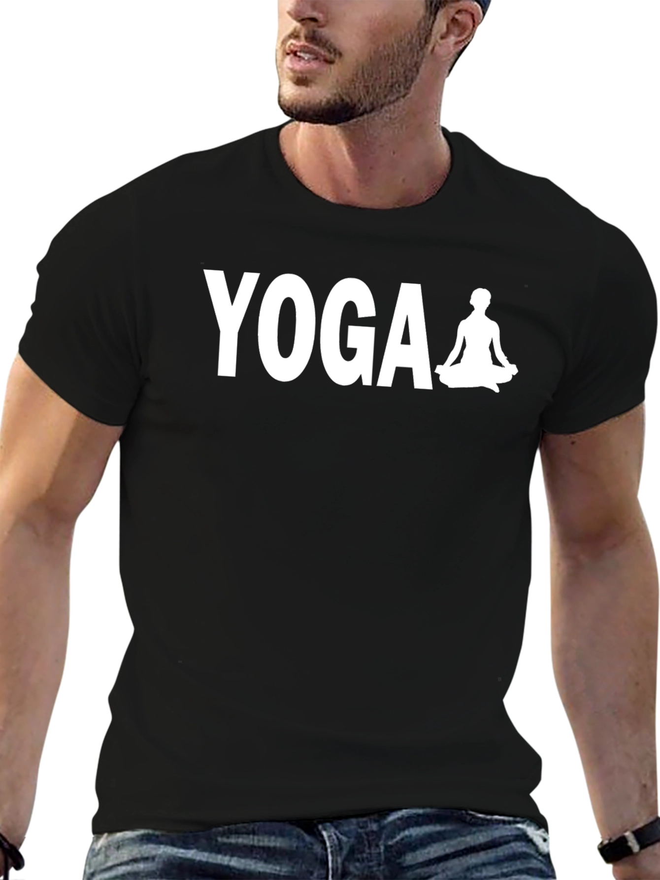 Yoga Meditation Graphic Tee - Black Cotton Blend