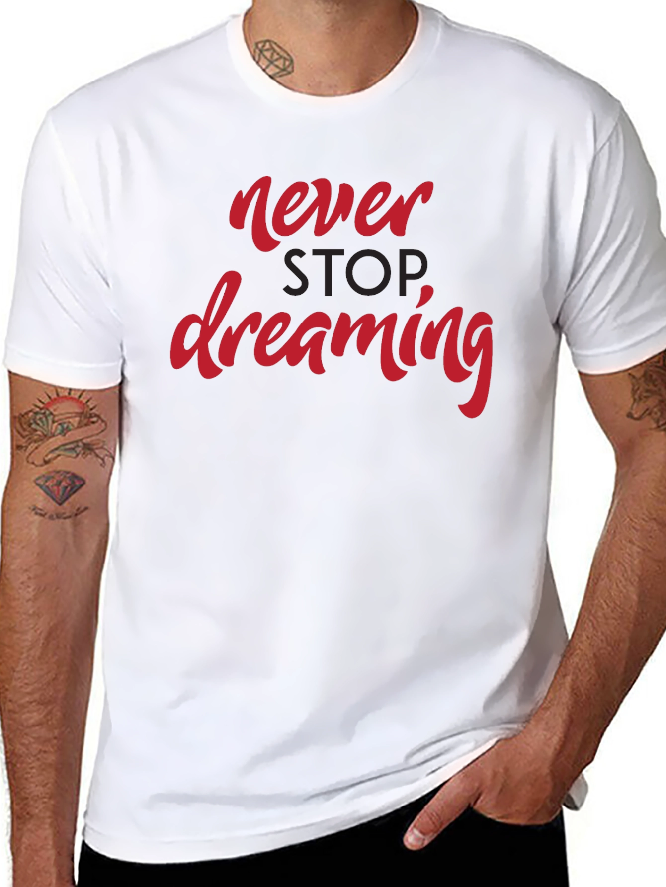 Never Stop Dreaming Graphic Tee - Black Casual T-Shirt