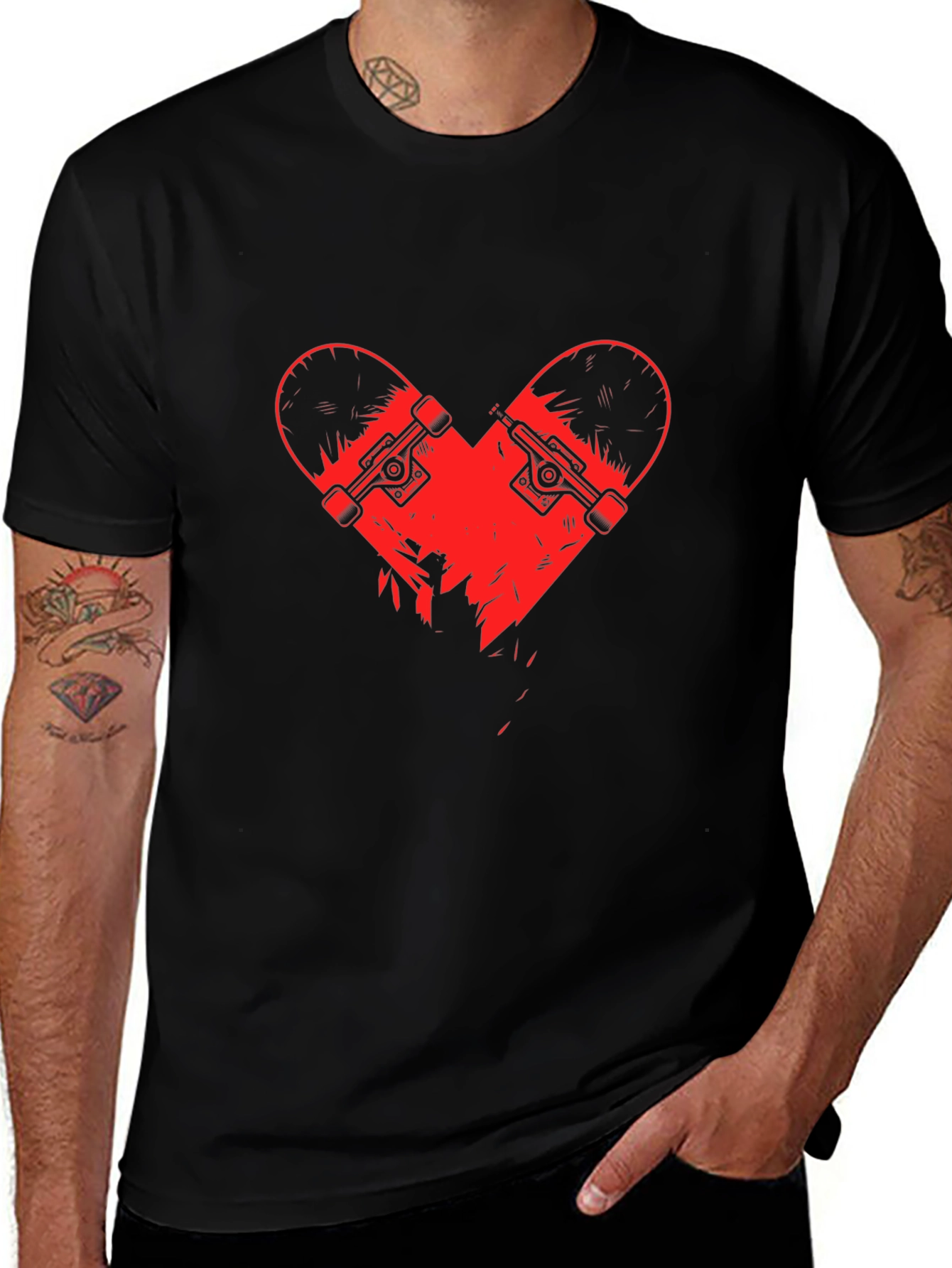 Skate Heart Graphic Tee - Black