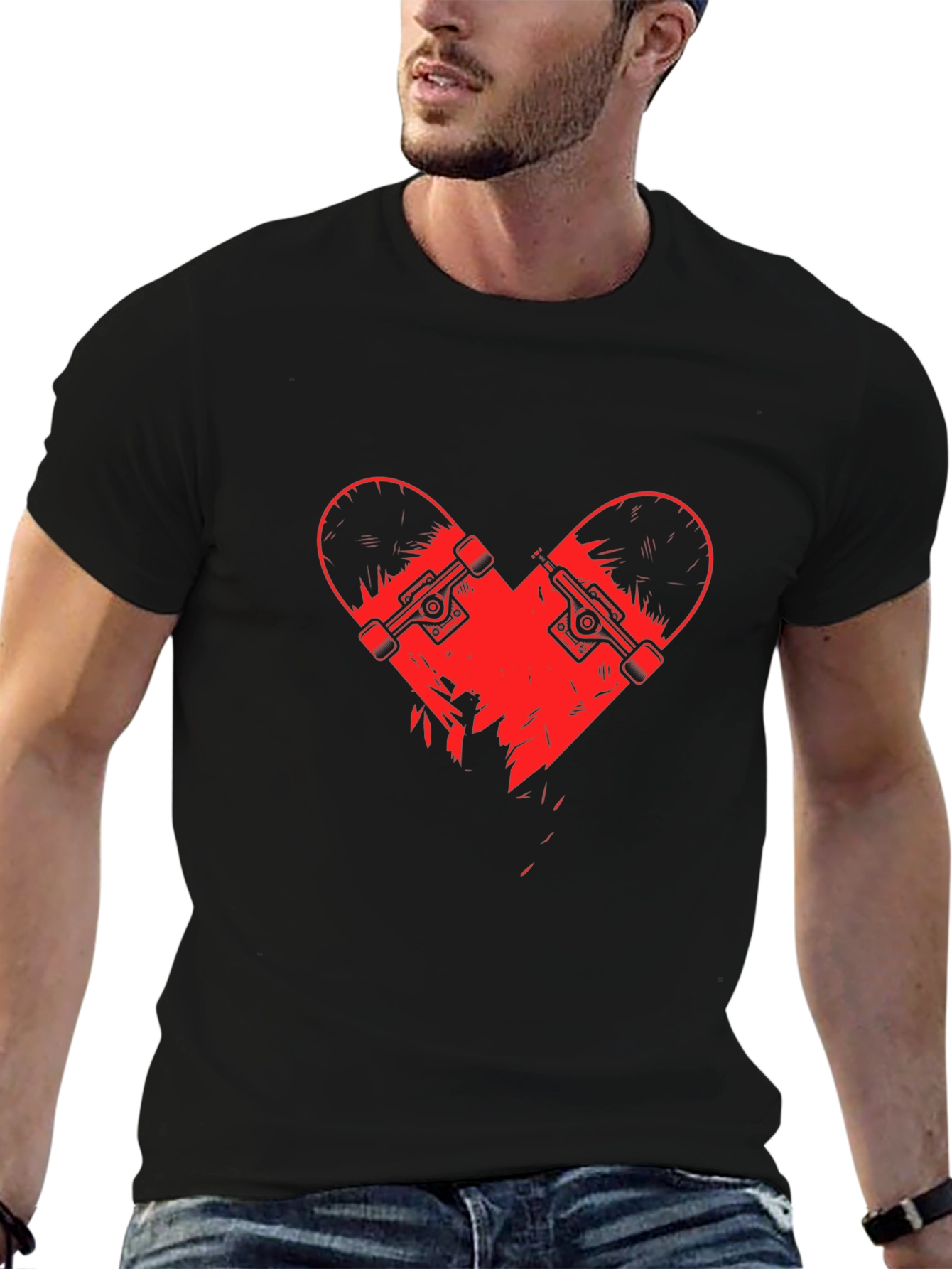 Skate Heart Graphic Tee - Black