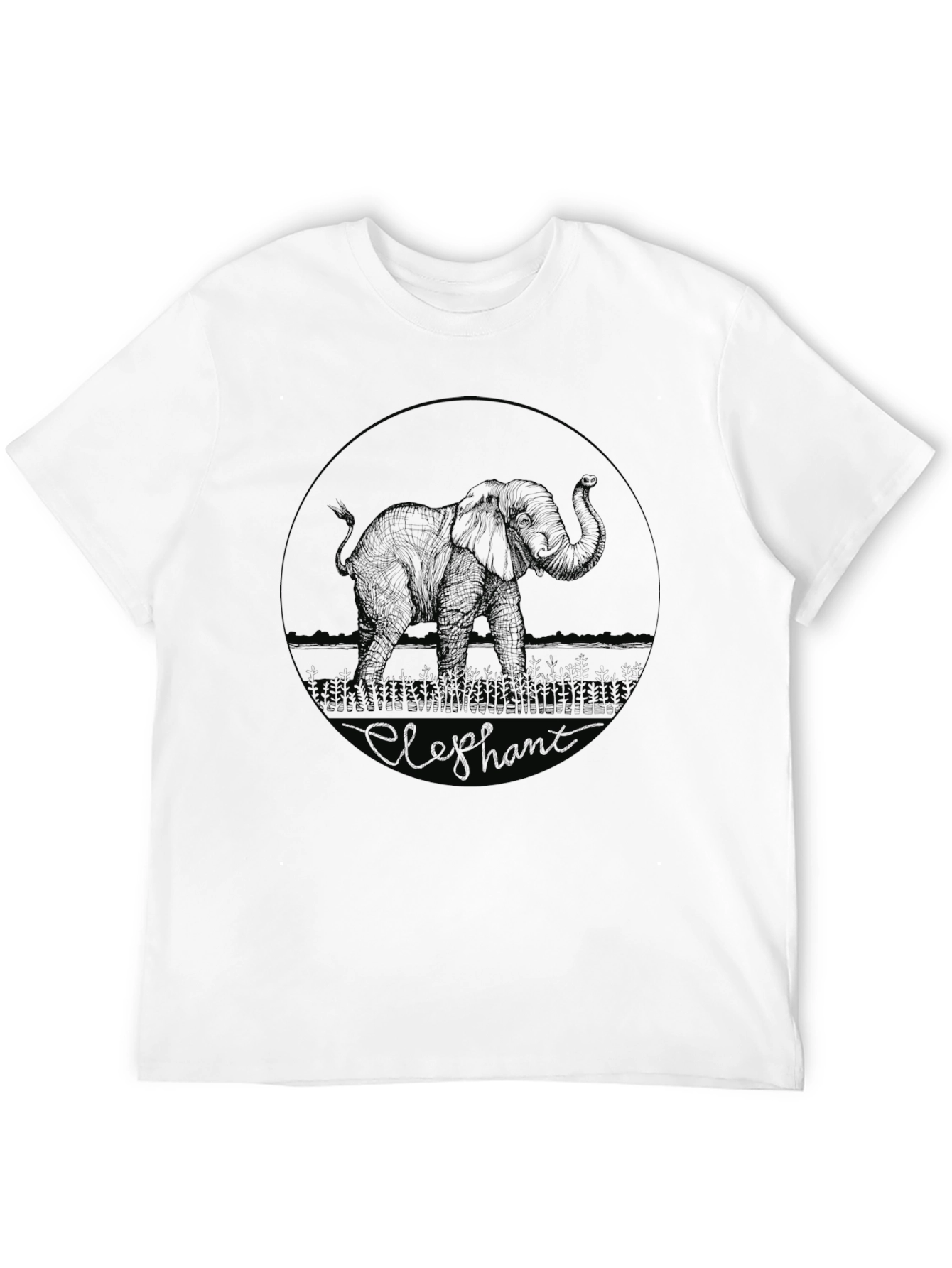 Elephant Graphic Print Crew Neck T-Shirt