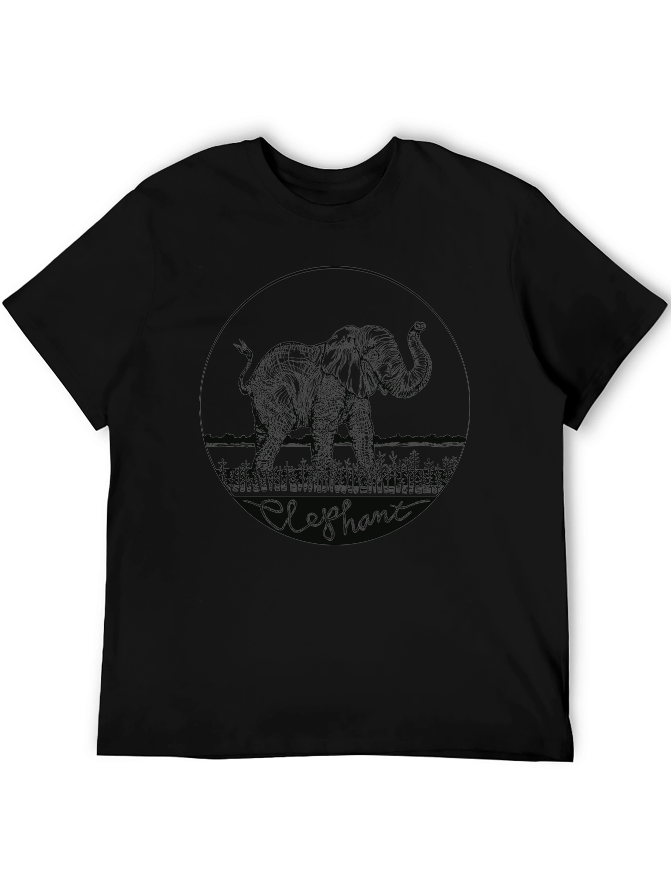 Elephant Graphic Print Crew Neck T-Shirt