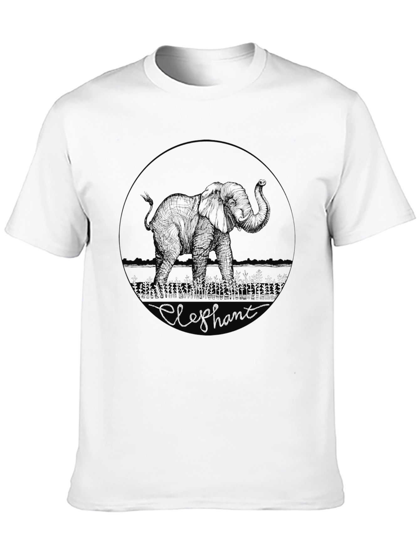 Elephant Graphic Print Crew Neck T-Shirt