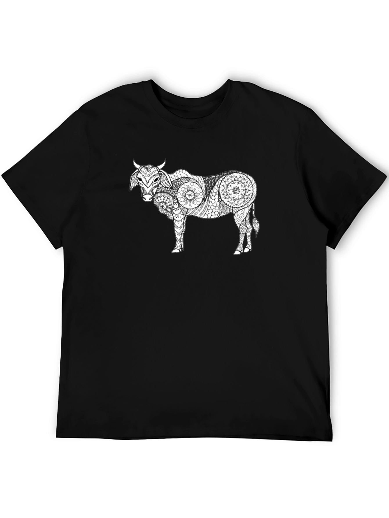 Black Cow Mandala Graphic Tee - Unique & Stylish