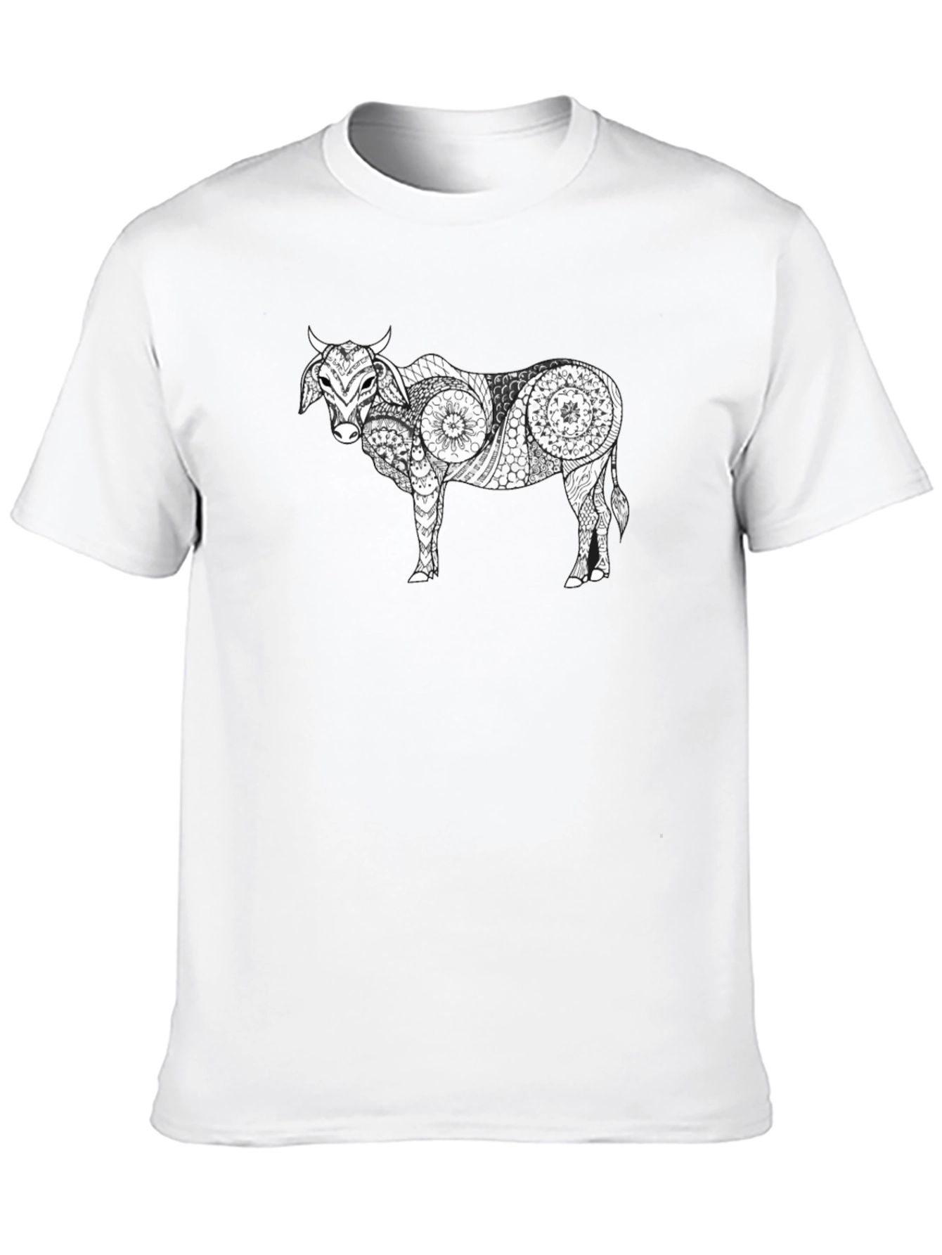 Black Cow Mandala Graphic Tee - Unique & Stylish