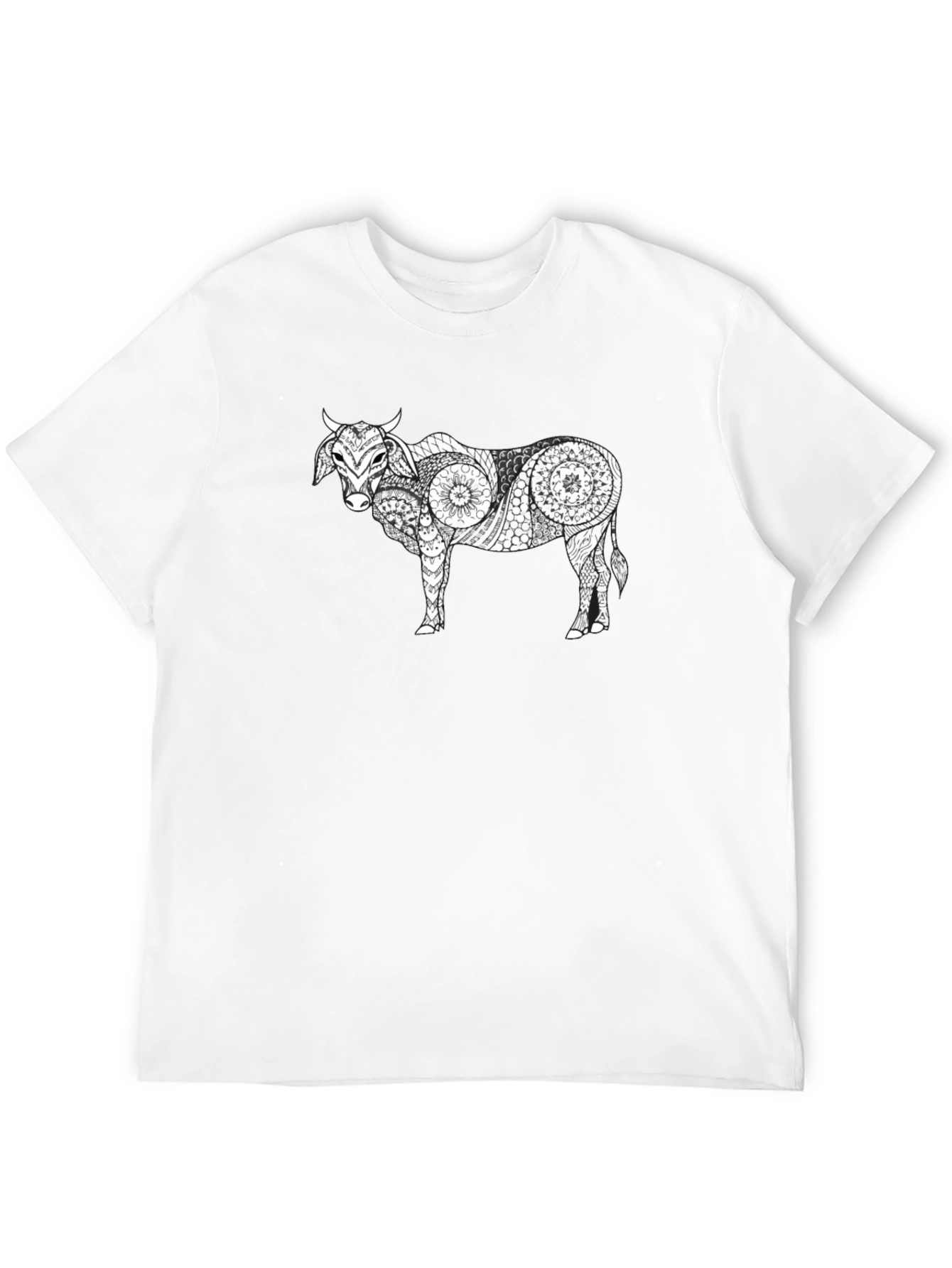 Black Cow Mandala Graphic Tee - Unique & Stylish