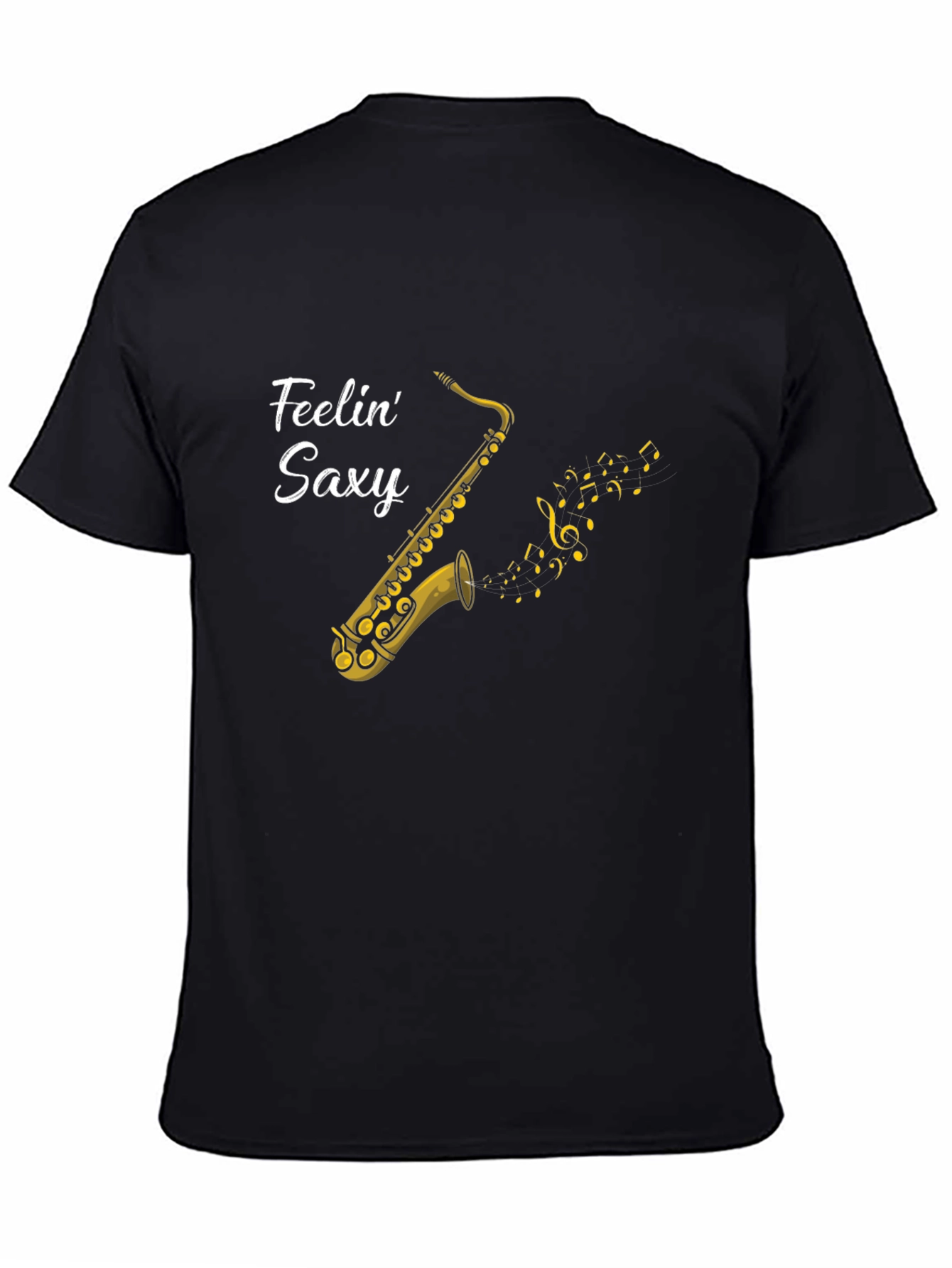 Feelin Saxy Black Graphic T-Shirt