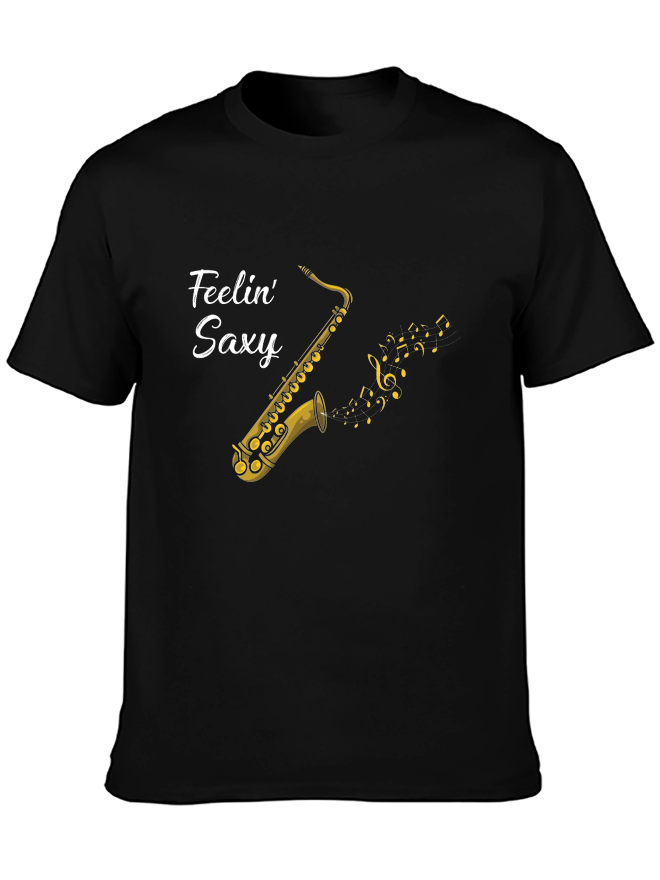 Feelin Saxy Black Graphic T-Shirt