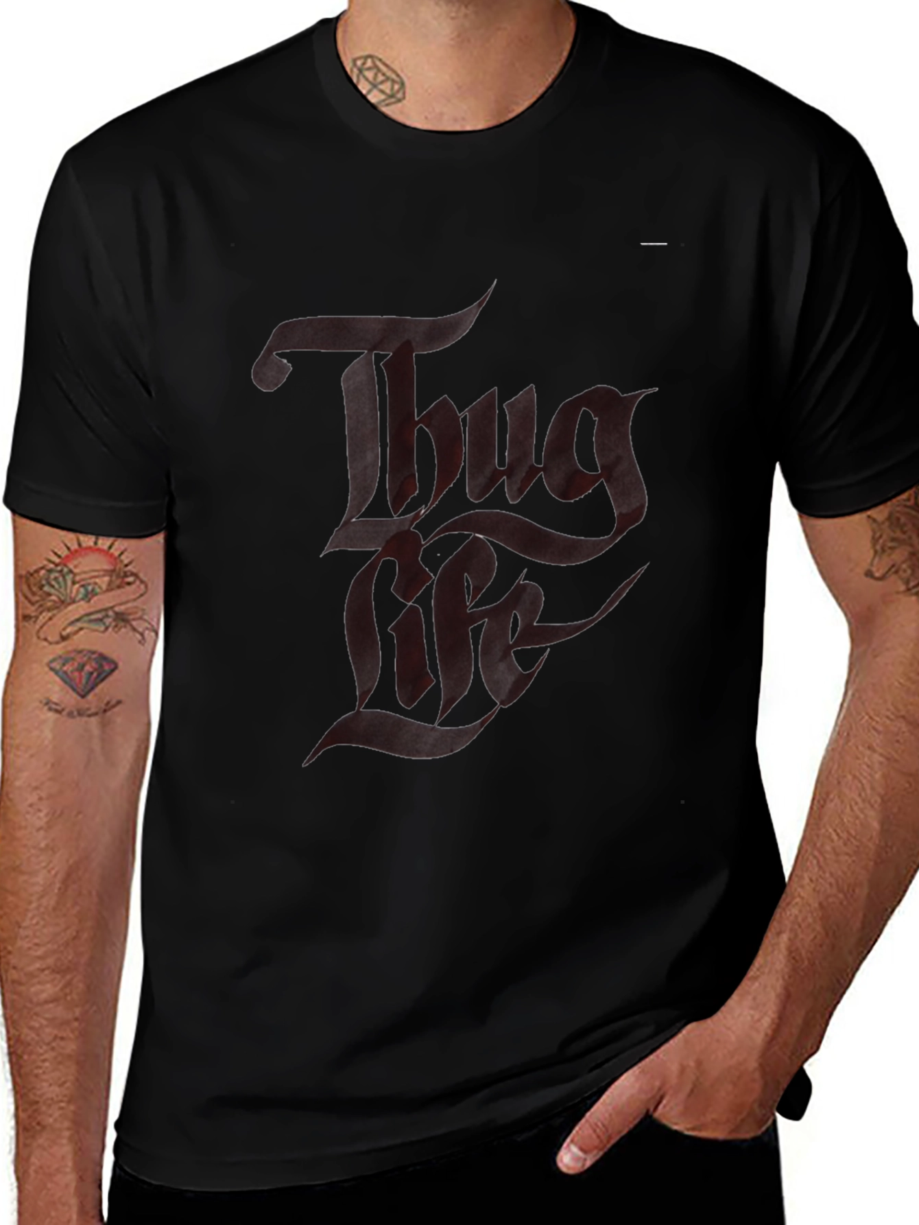 Thug Life Graphic T-Shirt - Black