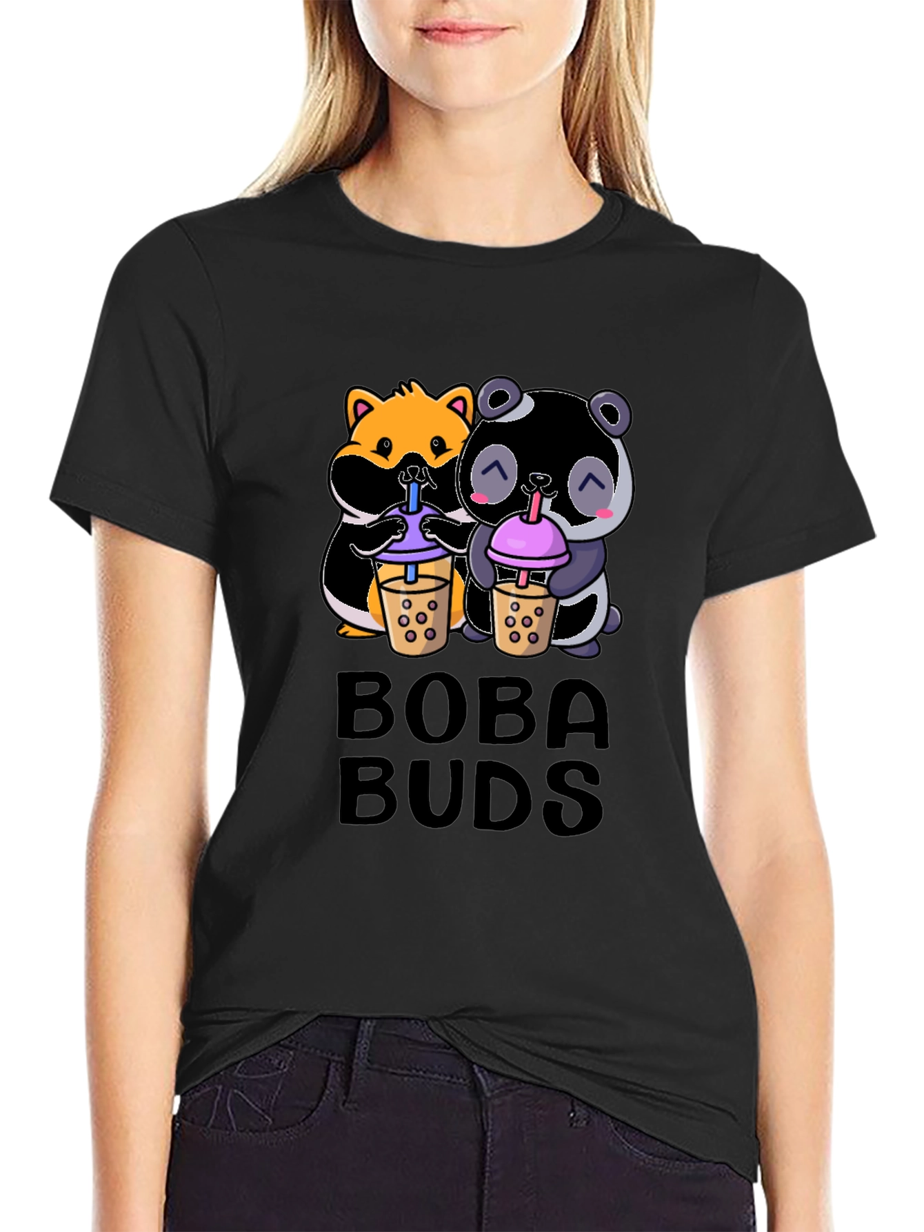 Boba Buds T-Shirt: Cute Hamster & Panda Boba Lovers