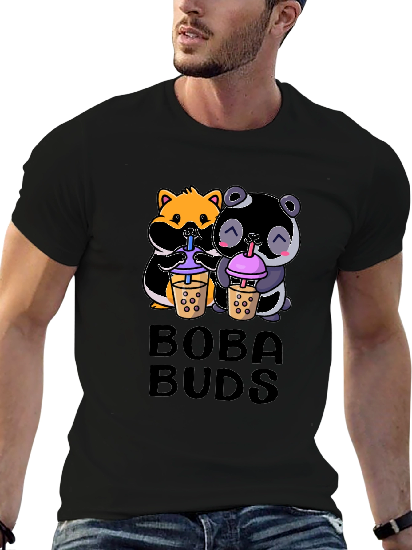 Boba Buds T-Shirt: Cute Hamster & Panda Boba Lovers