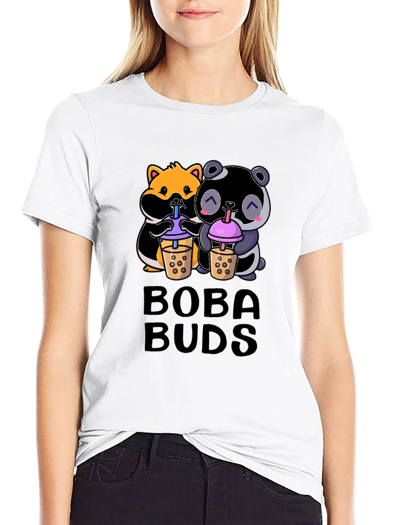 Boba Buds T-Shirt: Cute Hamster & Panda Boba Lovers