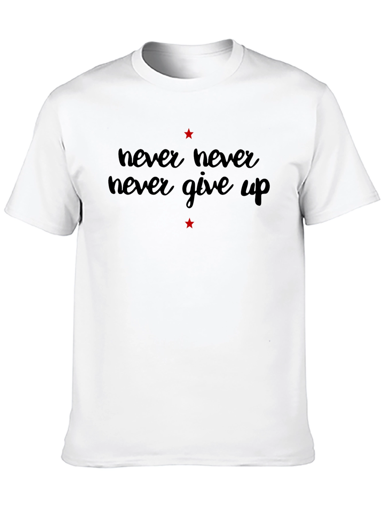 Never Give Up Graphic Tee - Motivational Black T-Shirt