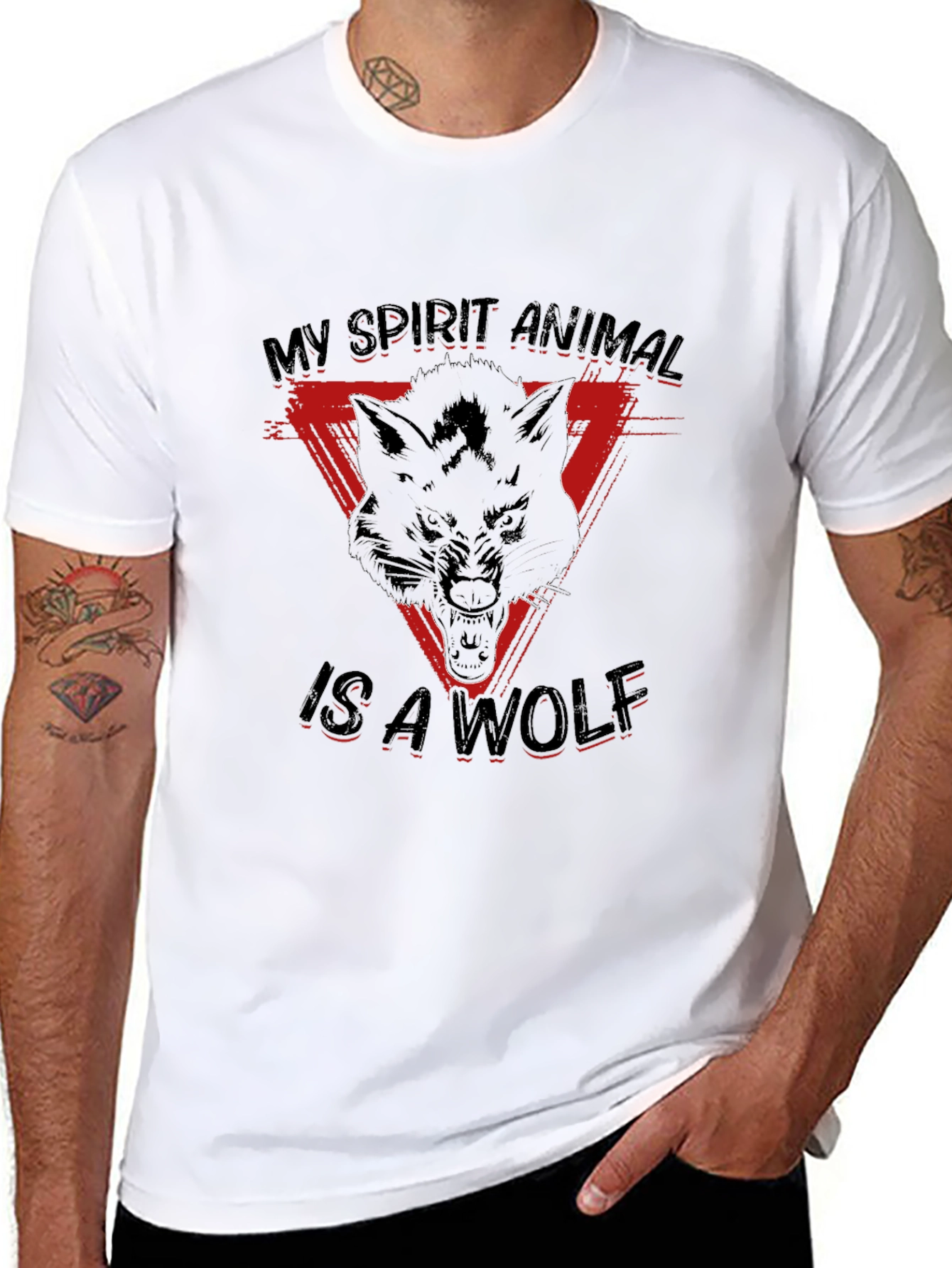 Wolf Spirit Animal Graphic Tee - Black