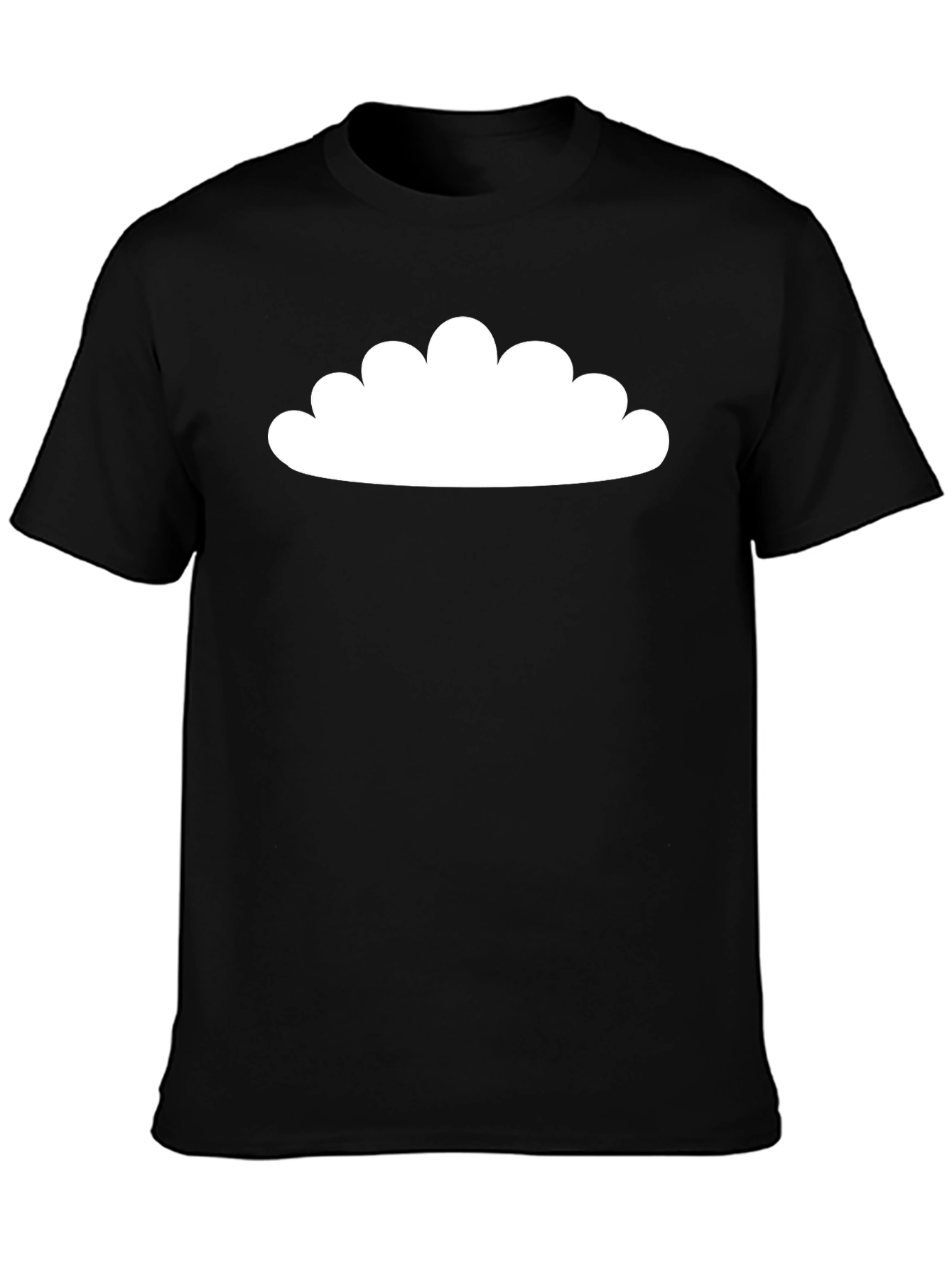 Mens Black Cotton T-Shirt with White Cloud Design