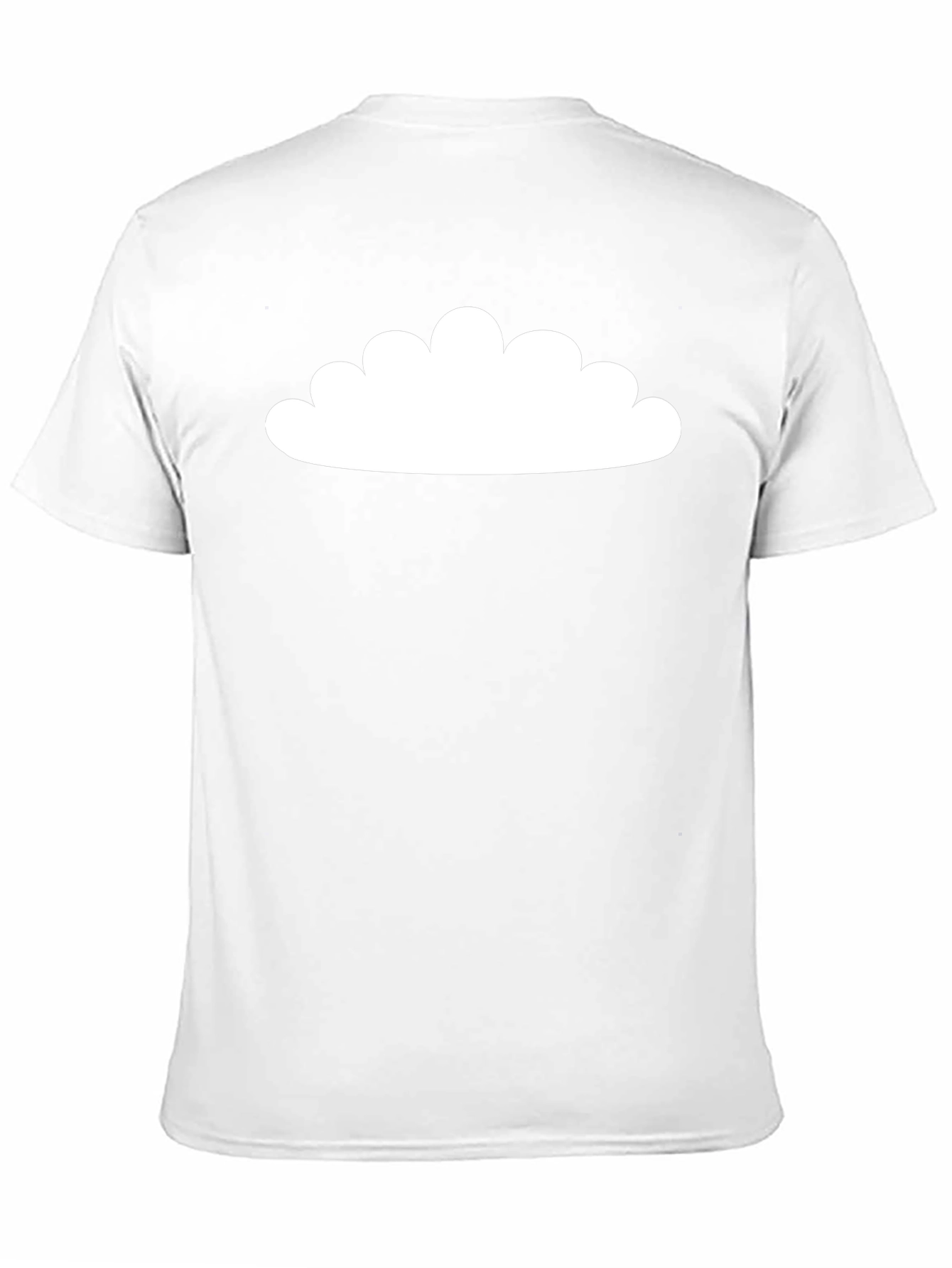 Mens Black Cotton T-Shirt with White Cloud Design