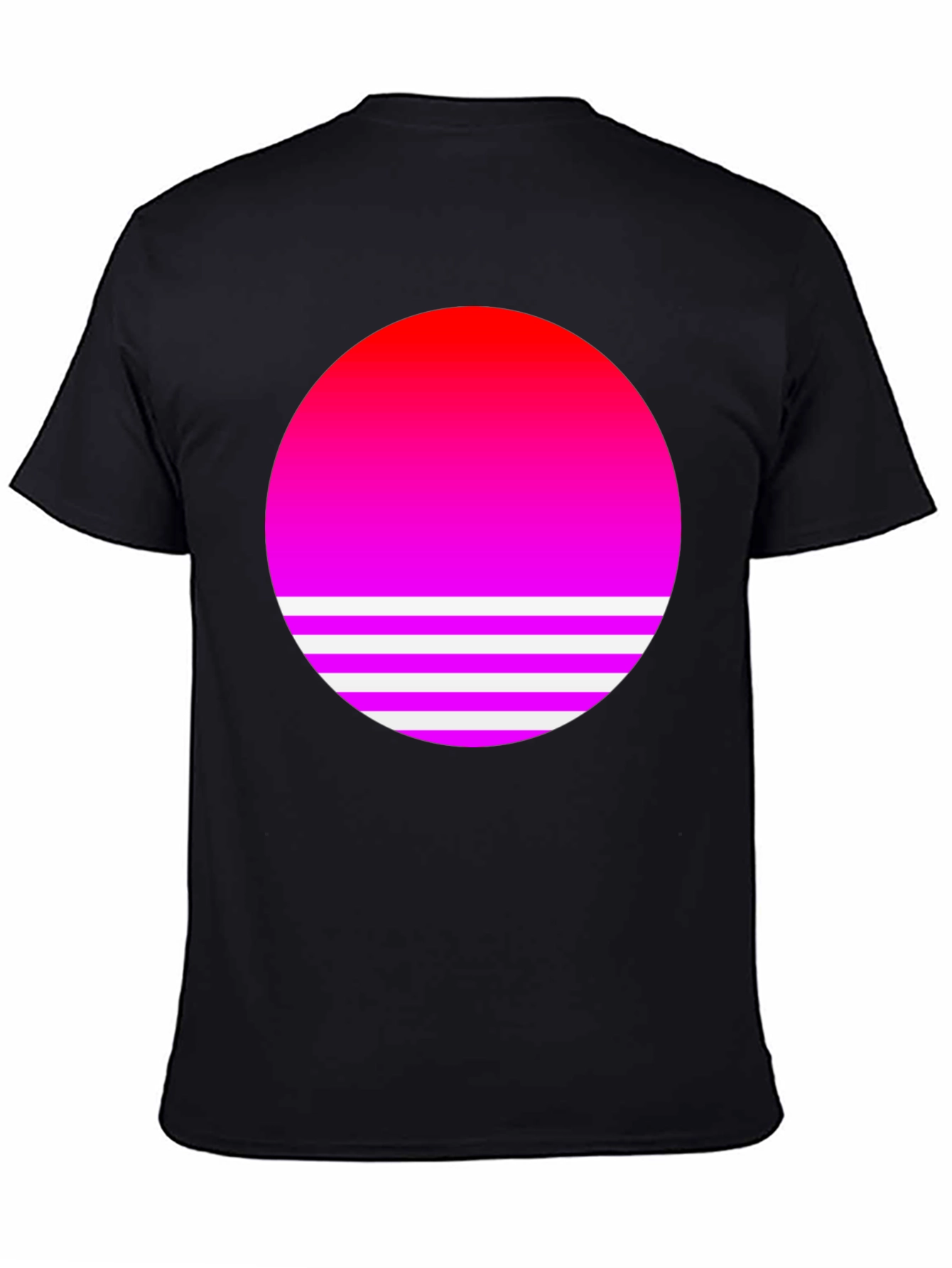 Retro Sunset Graphic Tee - Black Cotton Blend